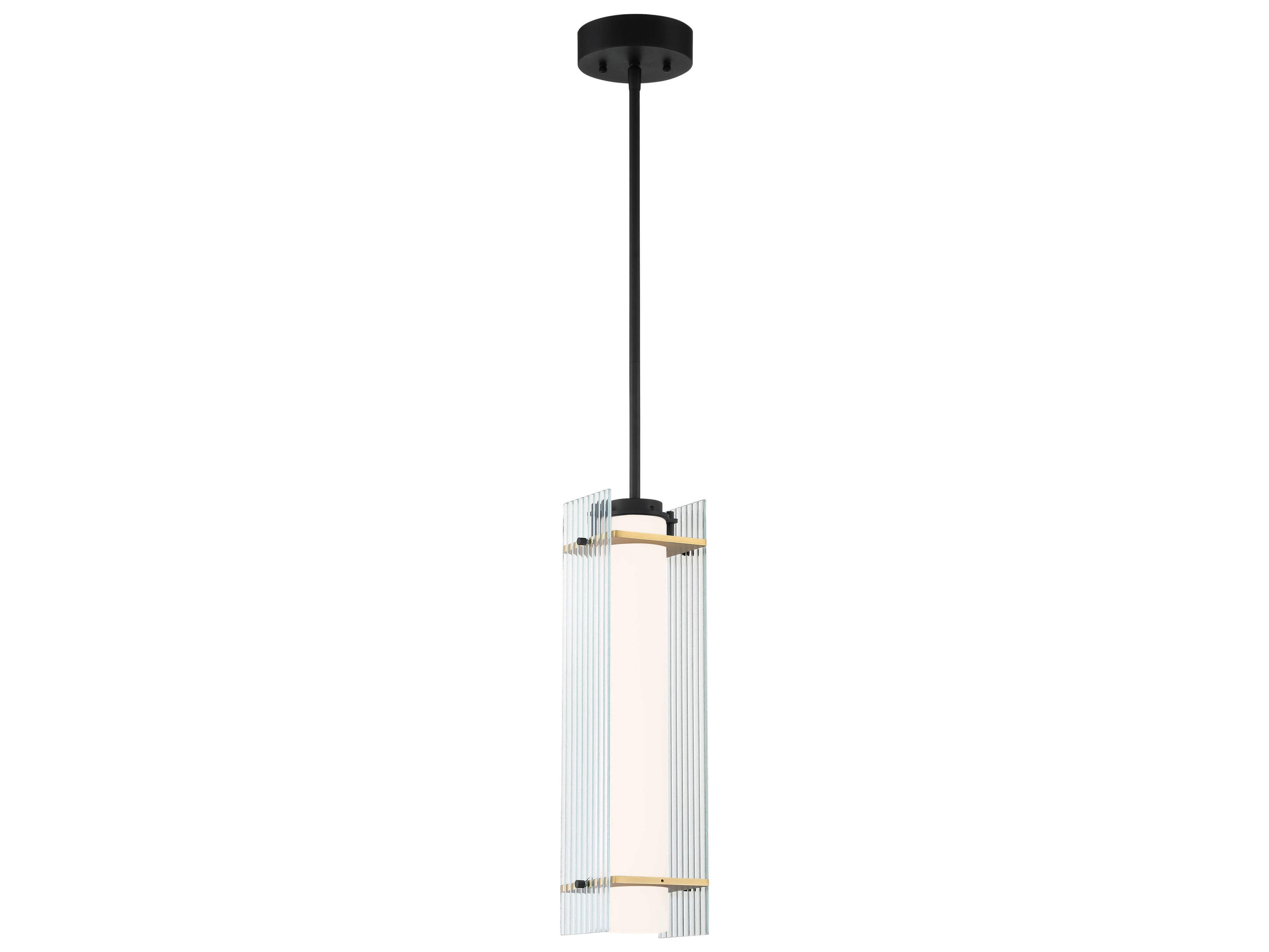 Midnight Gold 1-Light Sand Coal Honey Black Glass LED Cylinder Linear Mini Pendant