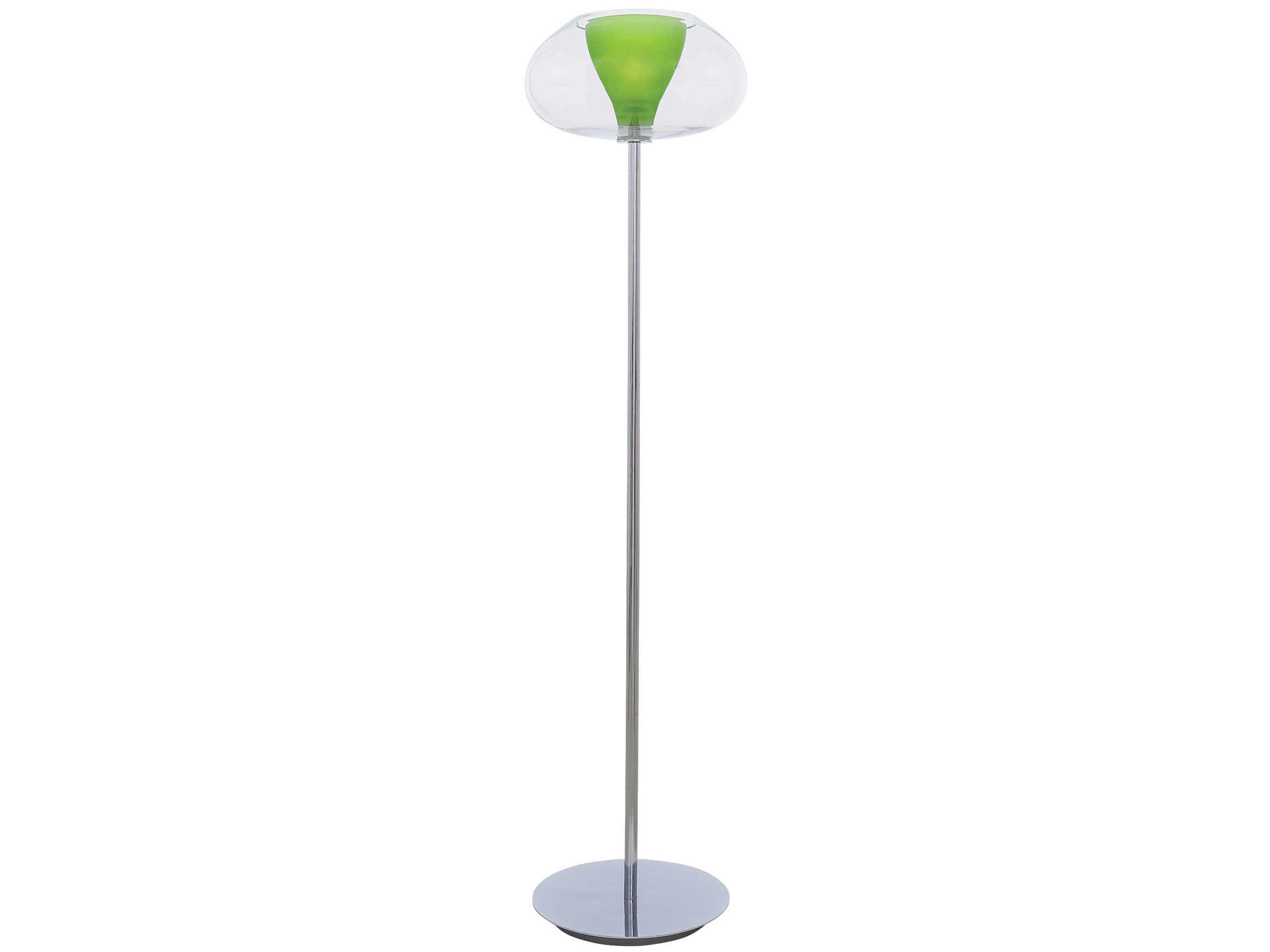 Soft Glass Chrome Floor Lamp with Clear and Green Shade