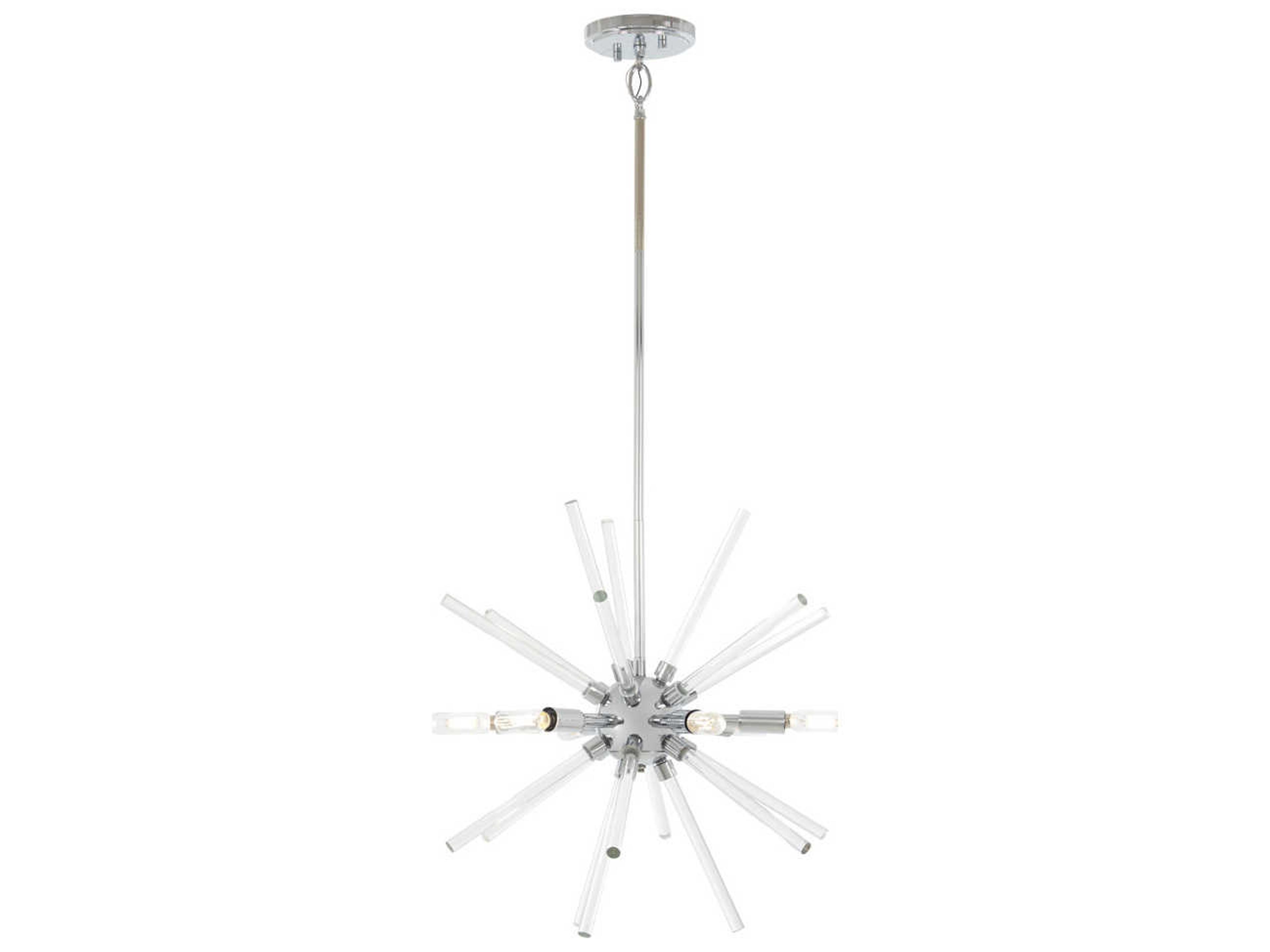 Spiked 6-Light Chrome Crystal Geometric Sputnik Pendant