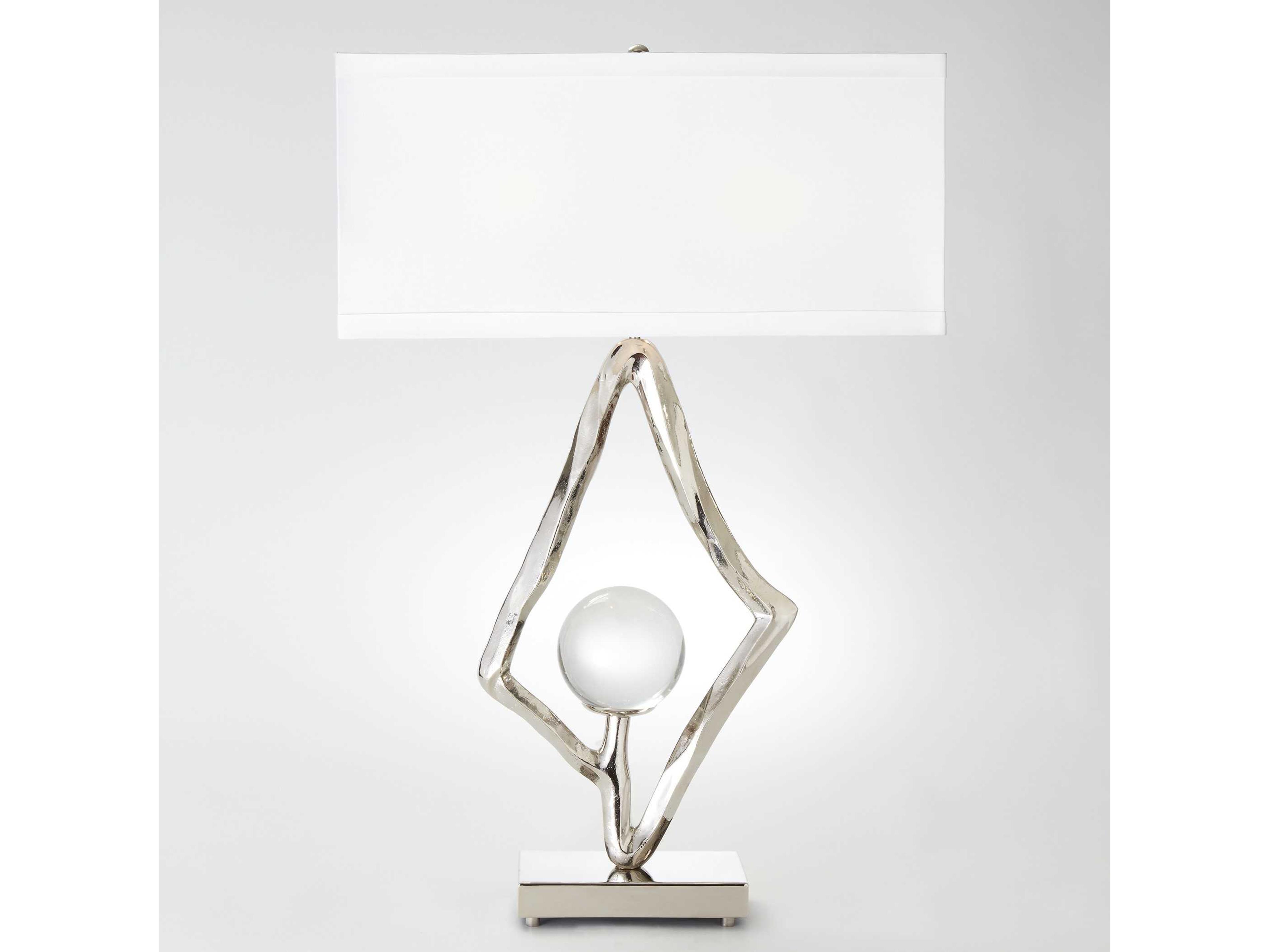 Abstract Nickel Buffet Lamp with Crystal Sphere