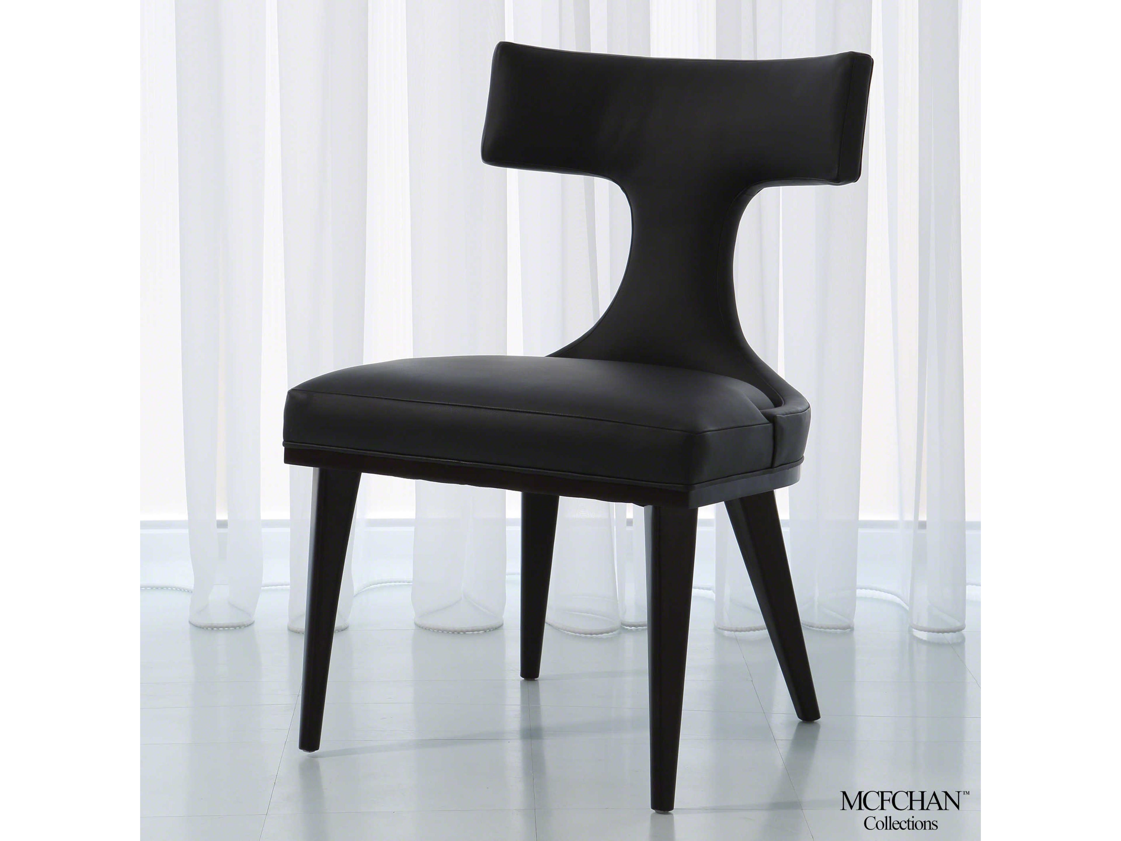 Anvil Leather Rubberwood Black Upholstered Side Dining Chair