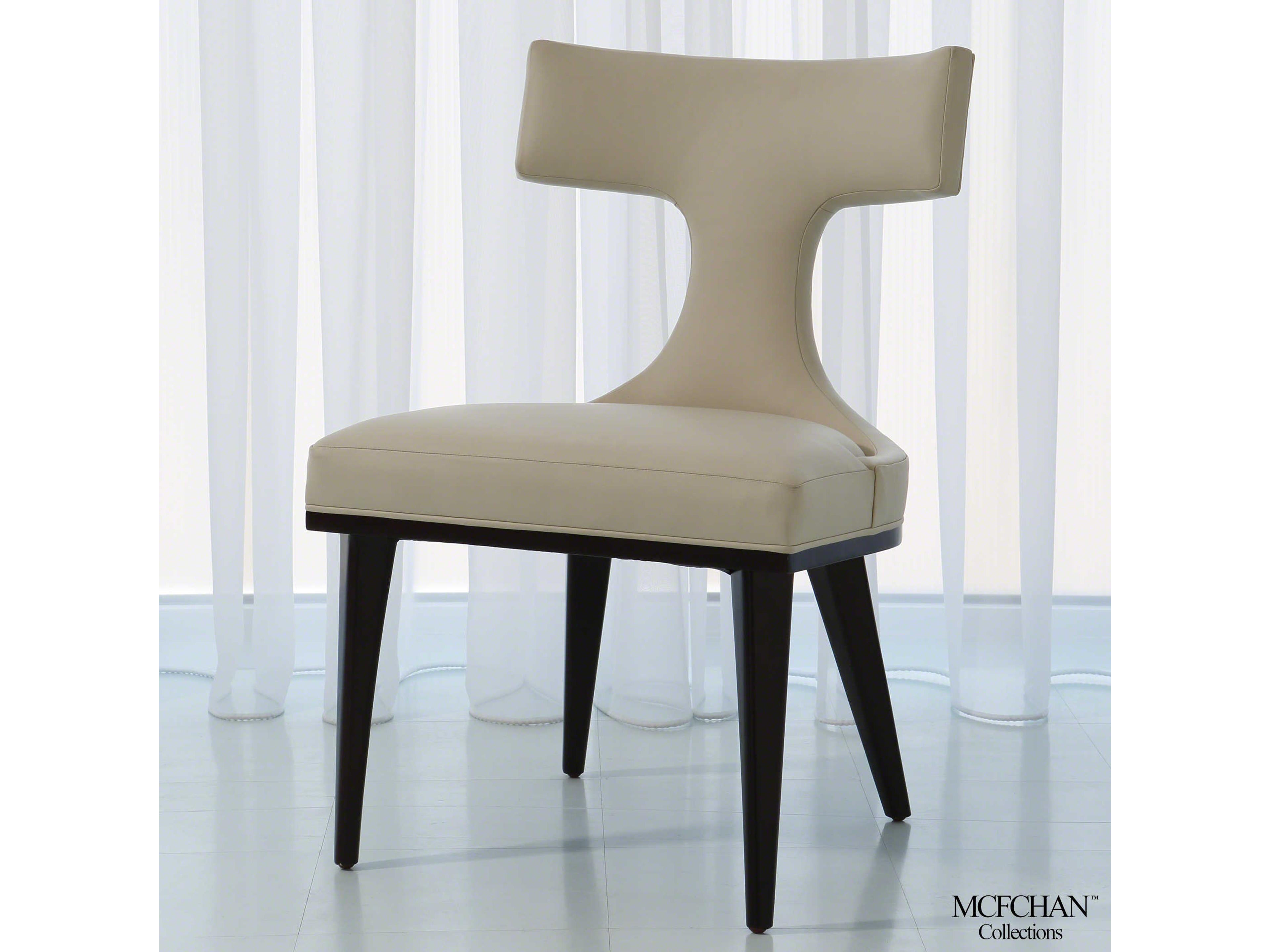 Anvil Leather Rubberwood Beige Upholstered Side Dining Chair