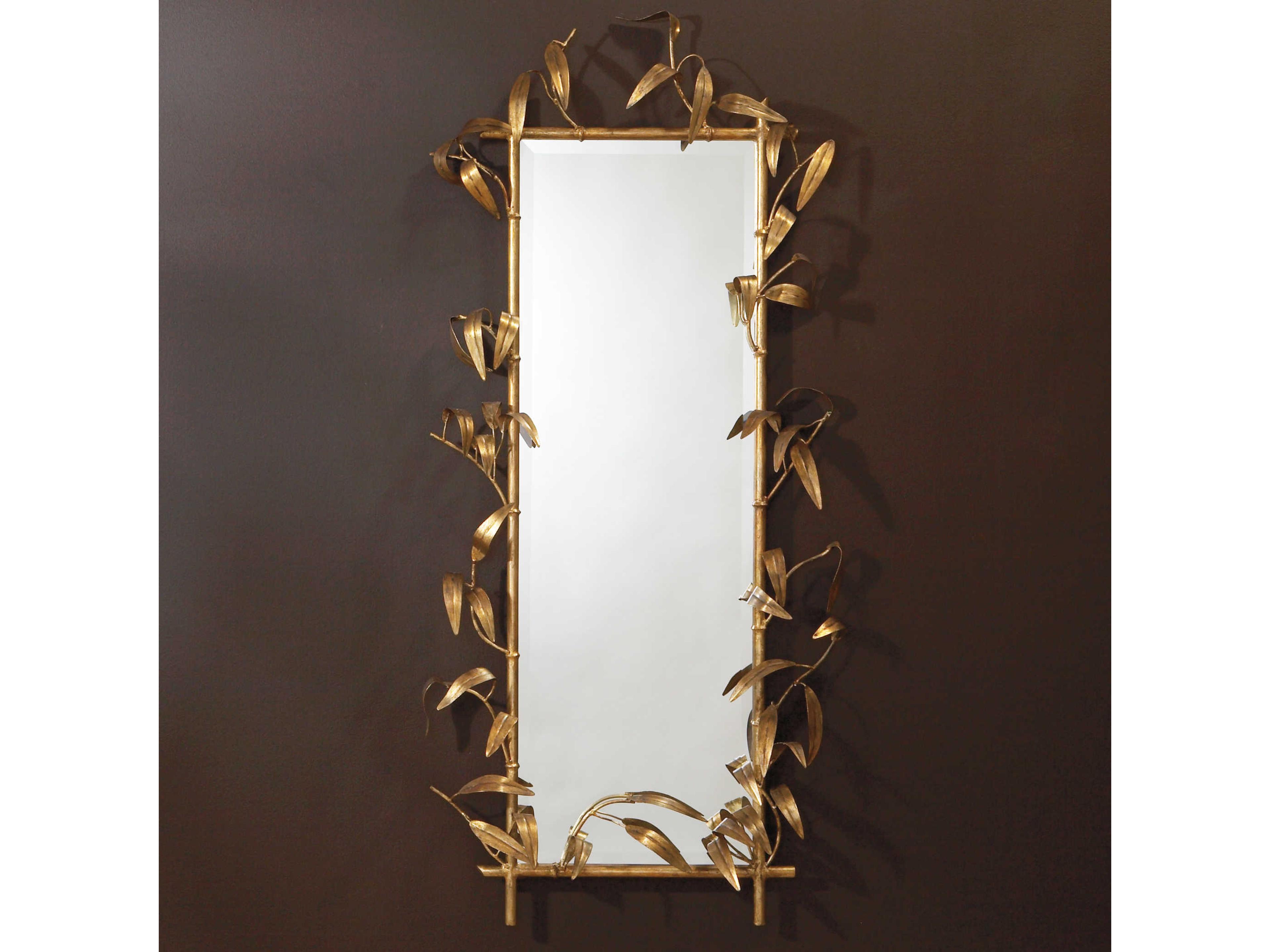 Global Views Bamboo with Gold Rectangular Wall Mirror