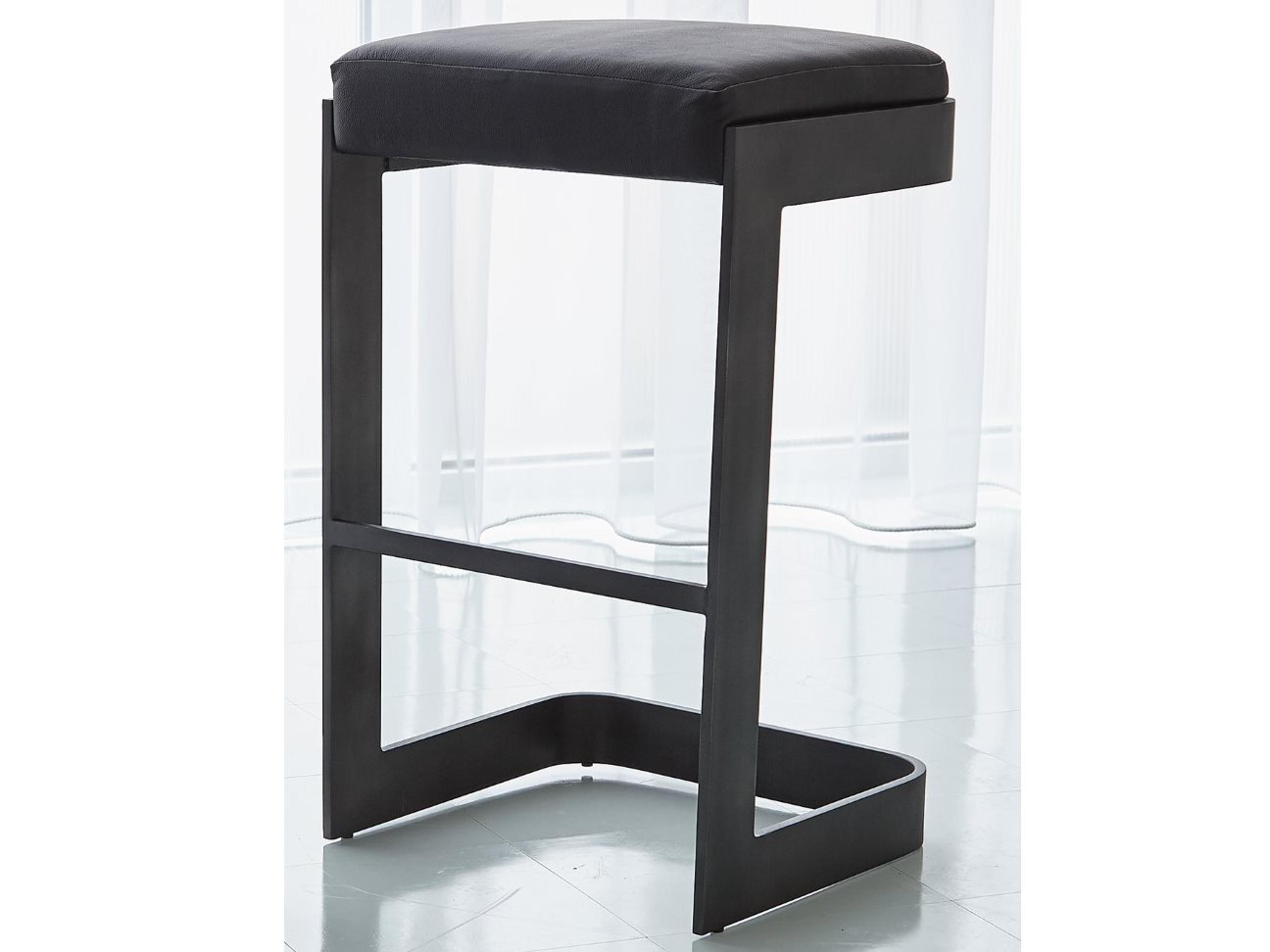 Leather Graphite Bar Stool