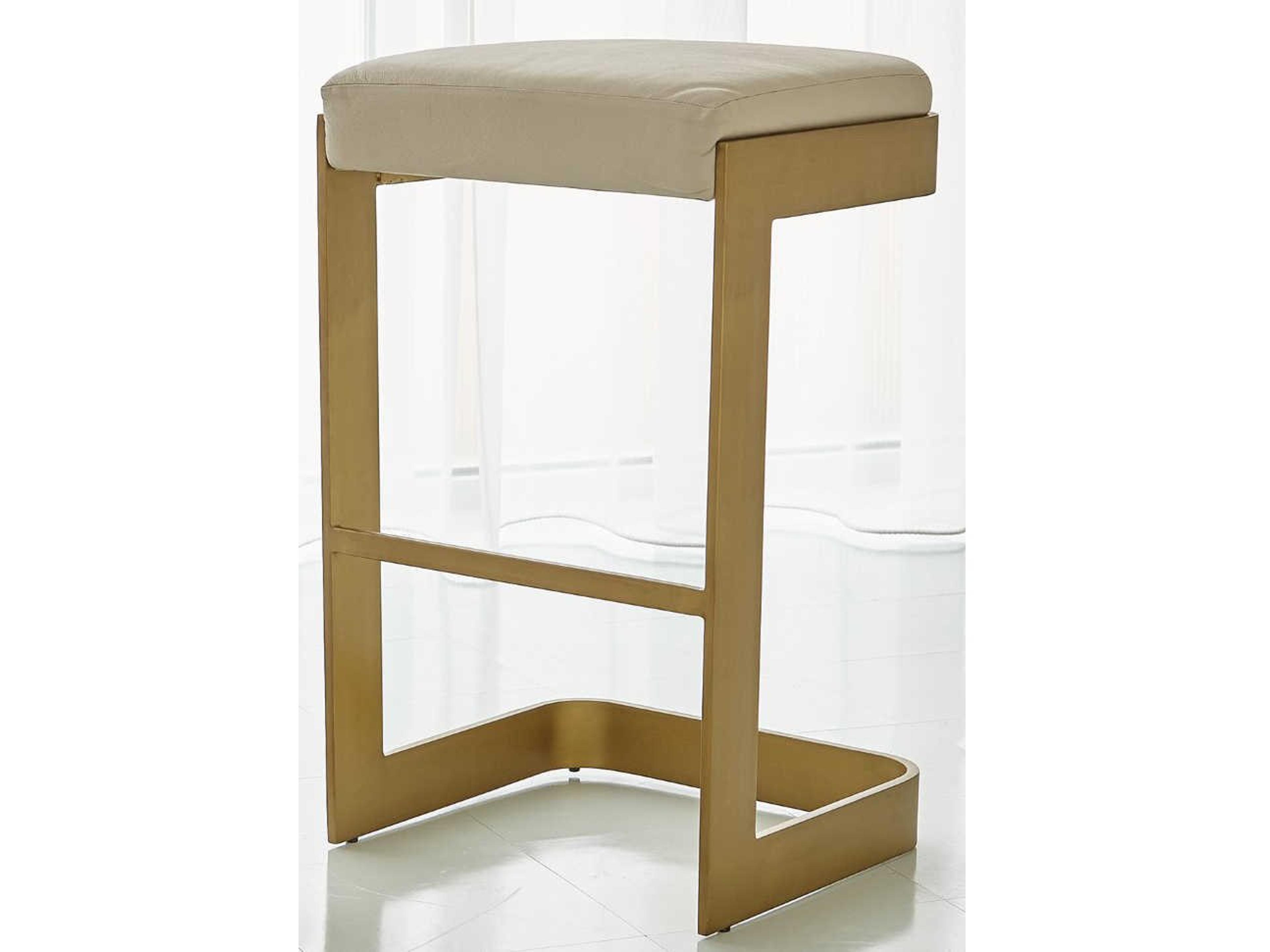 Leather Antique Brass Bar Stool