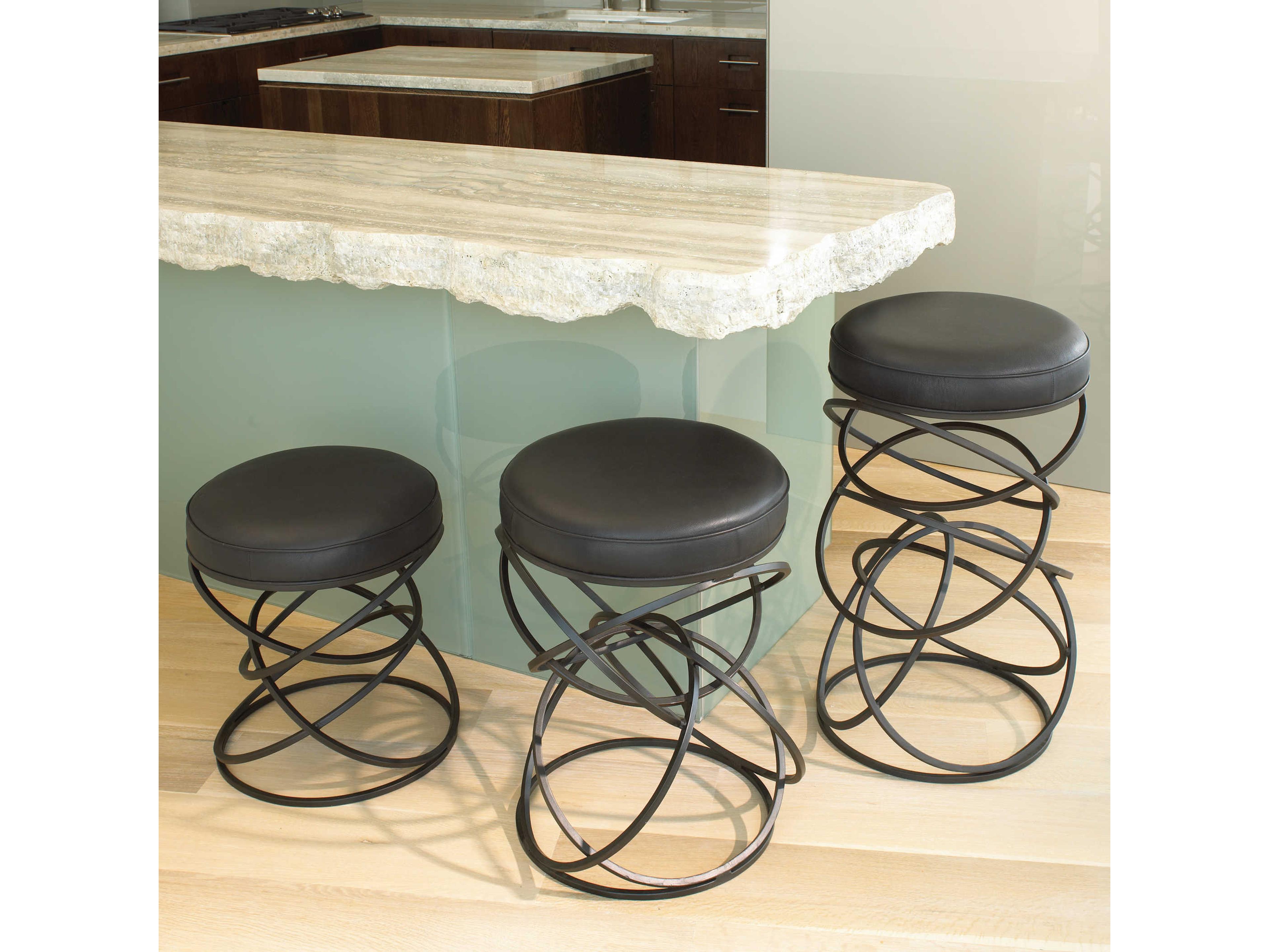 Leather Brown black Powder Coat Bar Stool