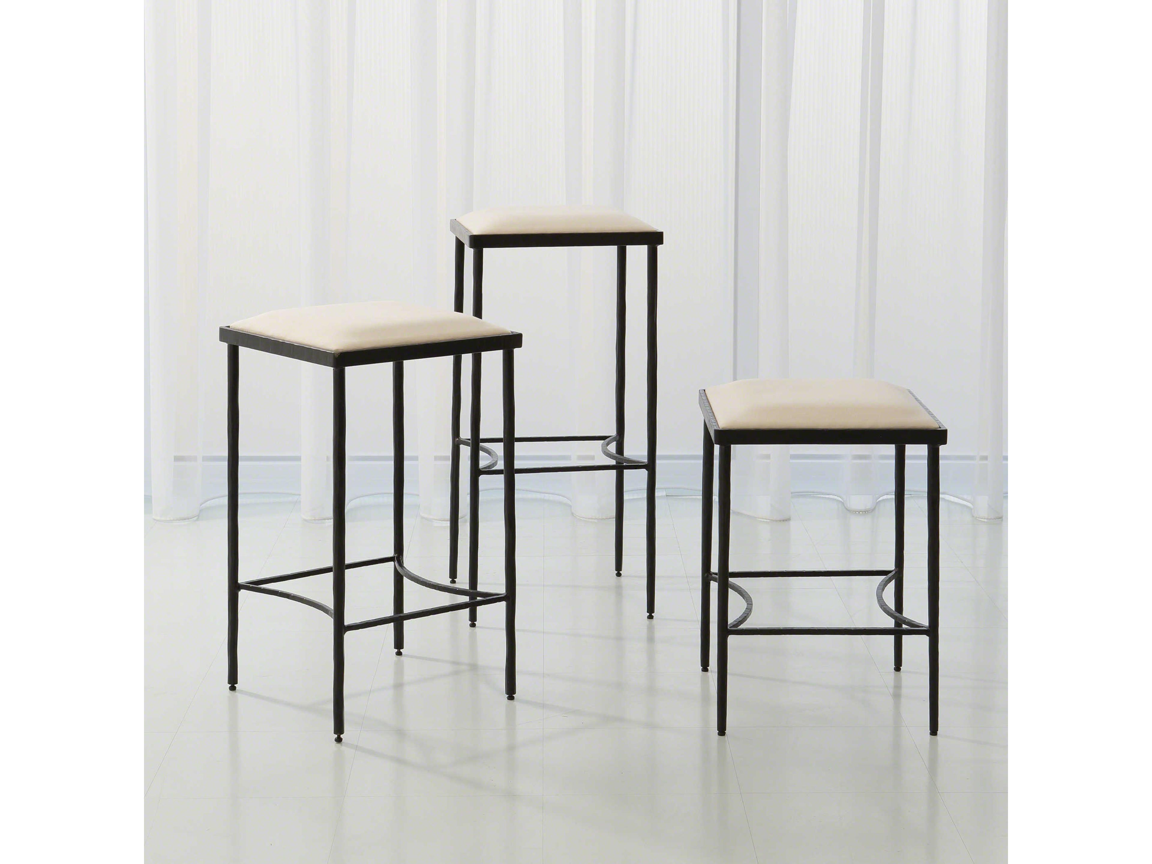 Upholstered Rustic Gun Metal Powder Coat Bar Stool