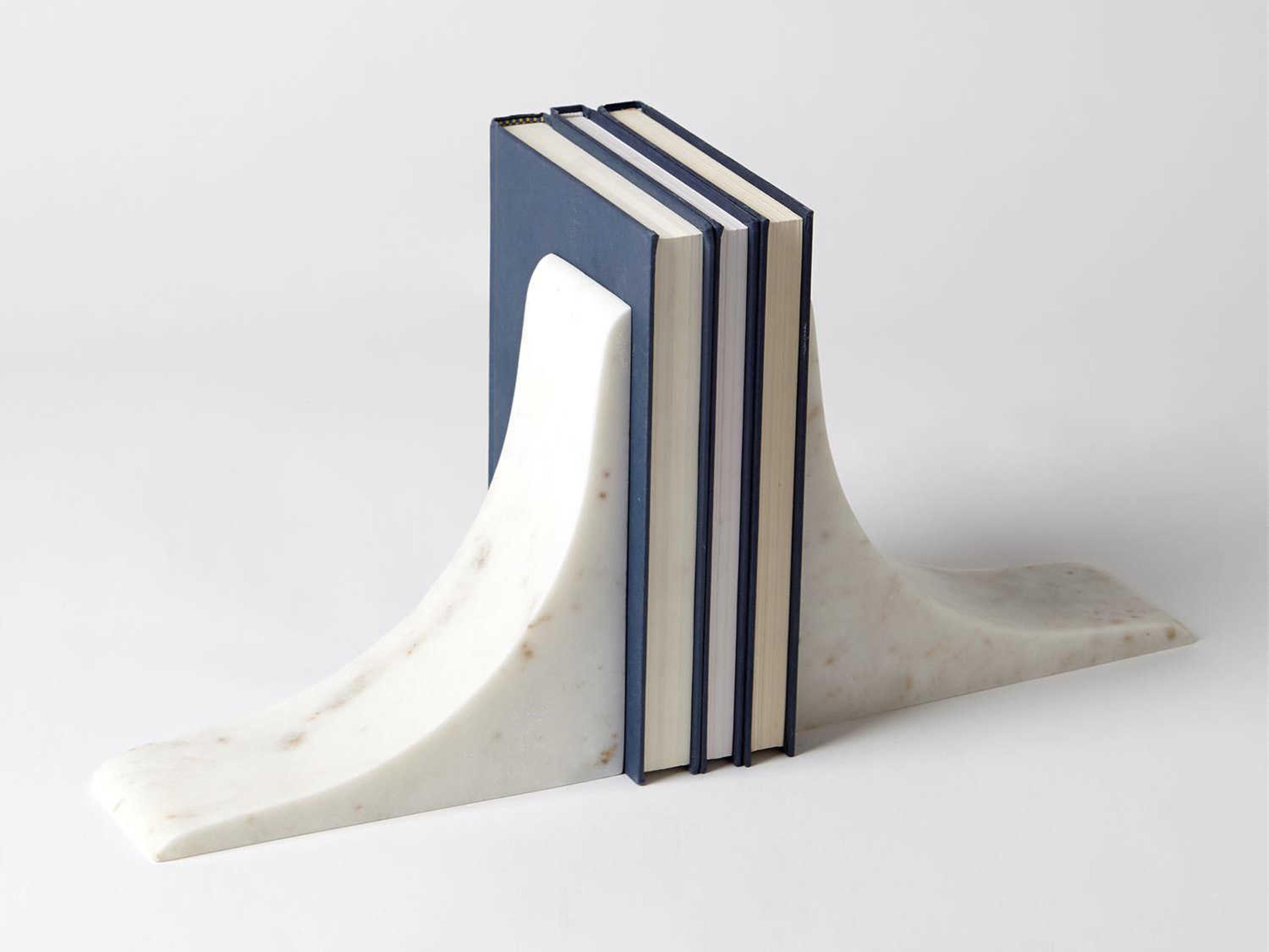 Sleek White Bookends