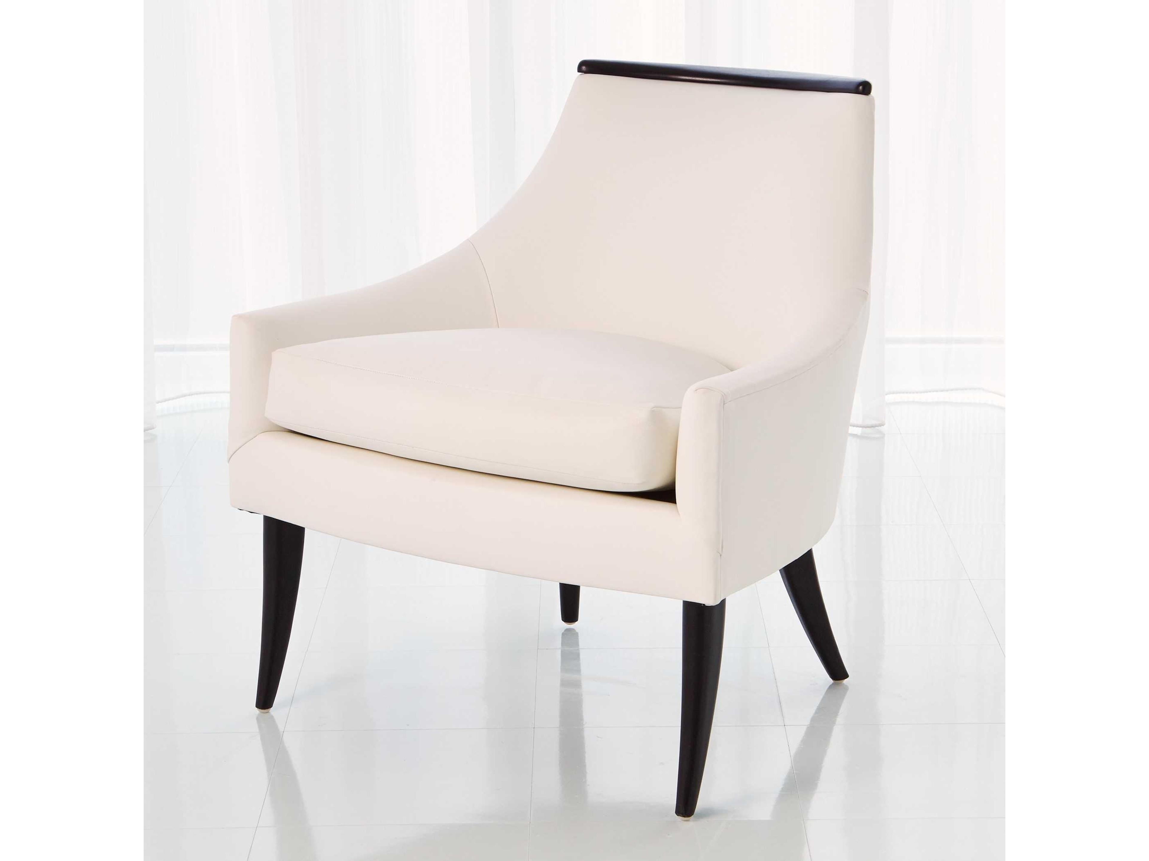Boomerang White Leather Accent Chair
