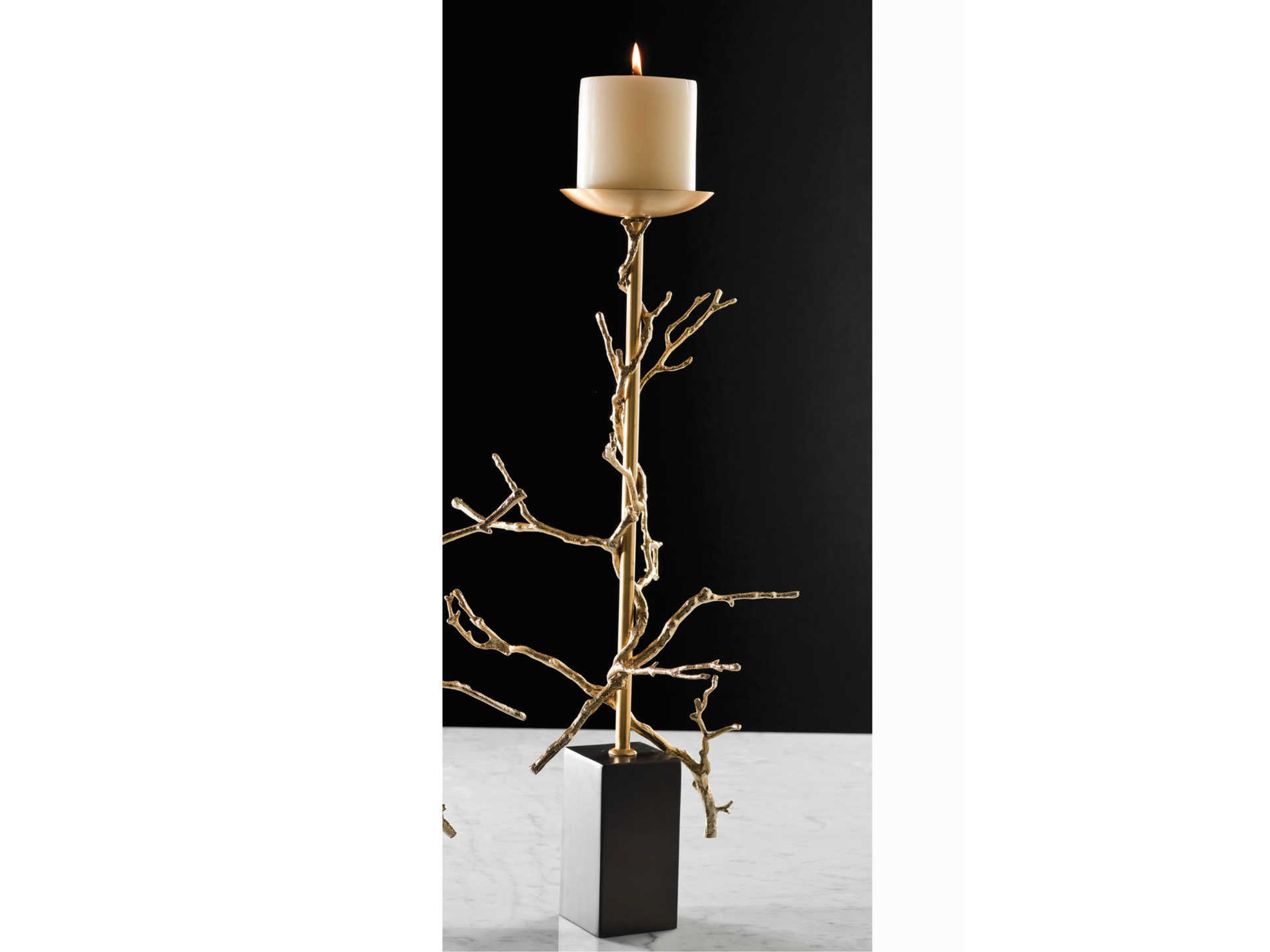Global Views Twig Brass Large Candle Holder