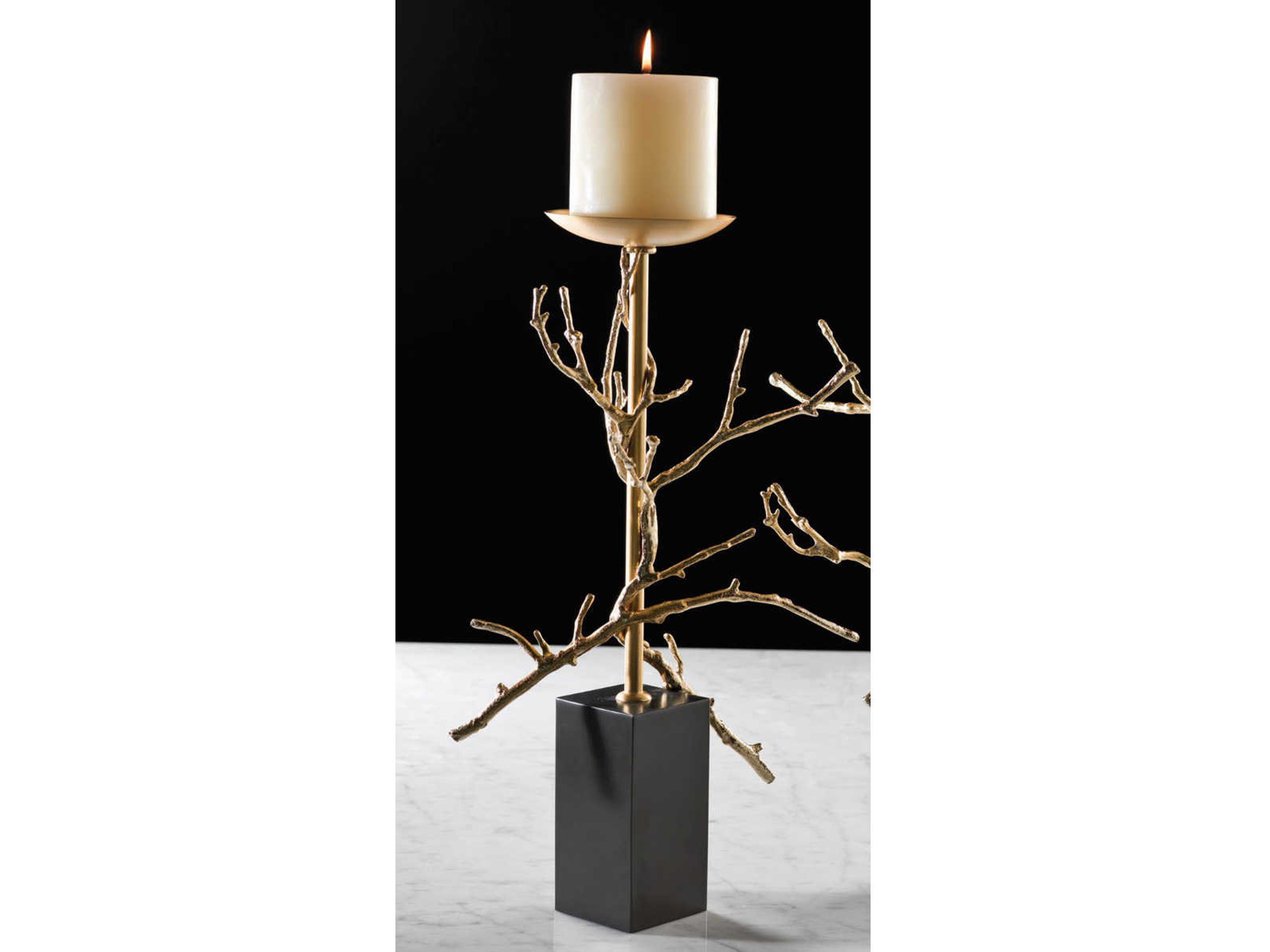Global Views Twig Brass Small Candle Holder