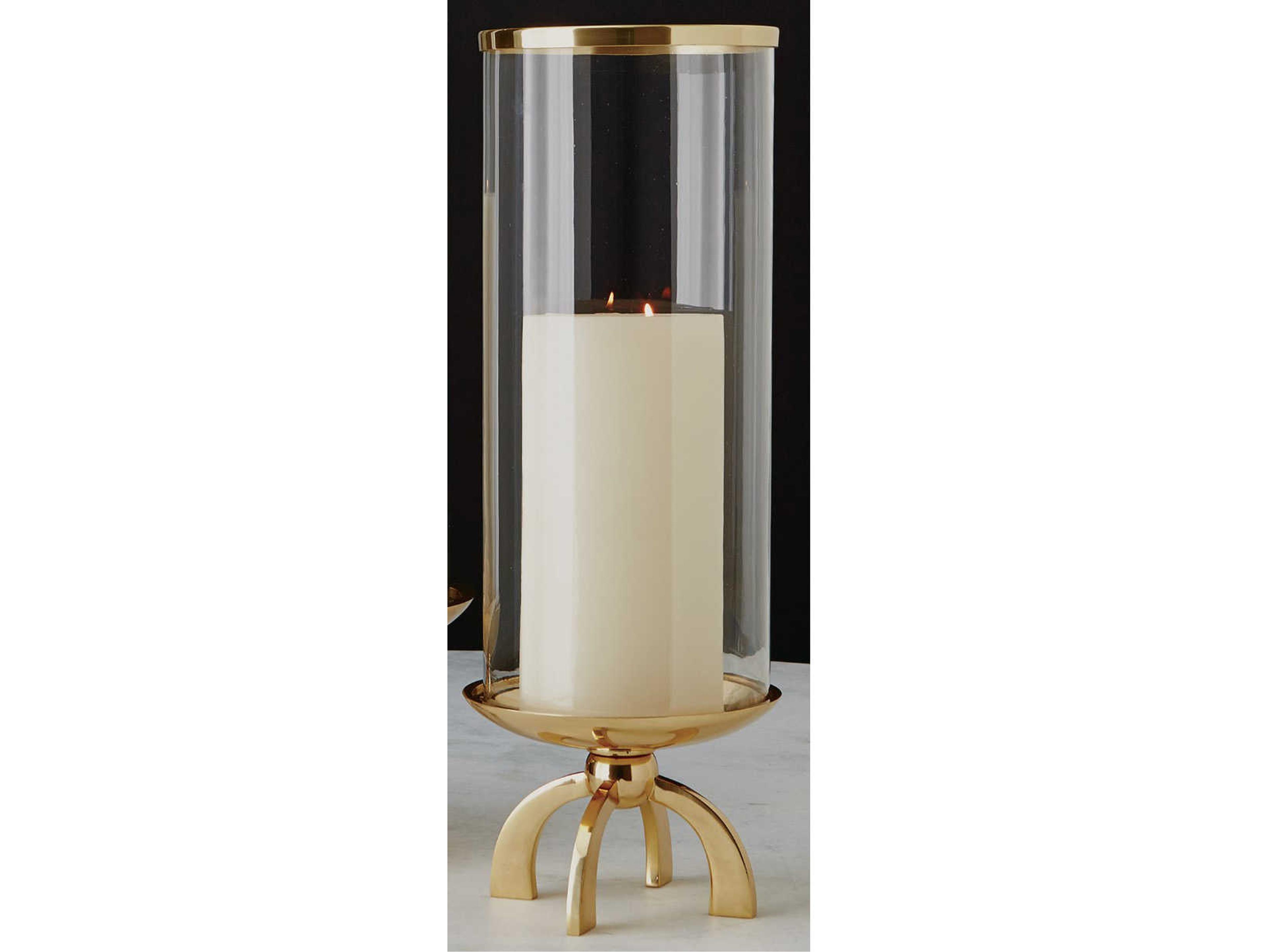 Global Views Quad Base Small Brass Candle Holder