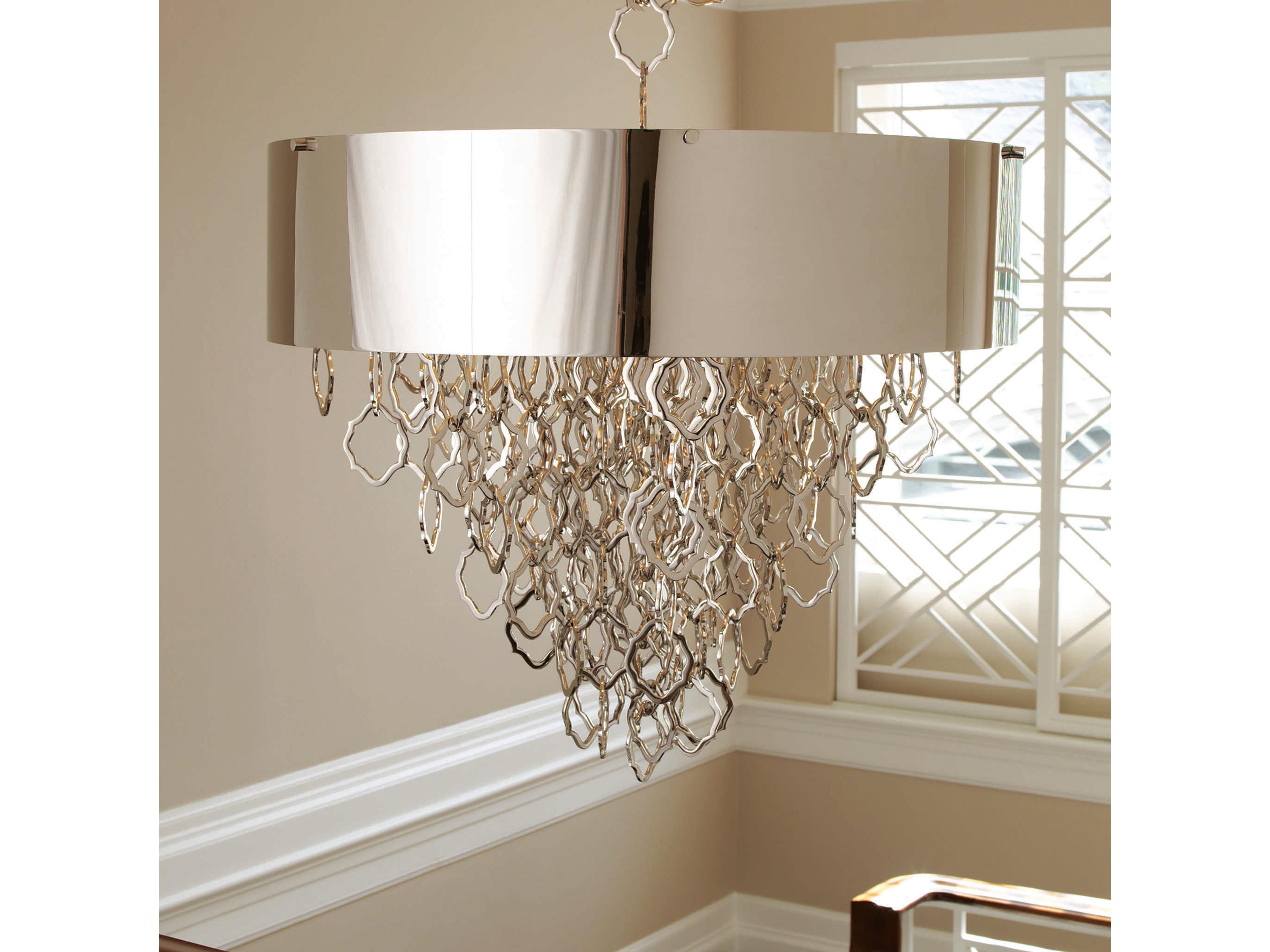 Chain 6-Light Nickel Drum Pendant