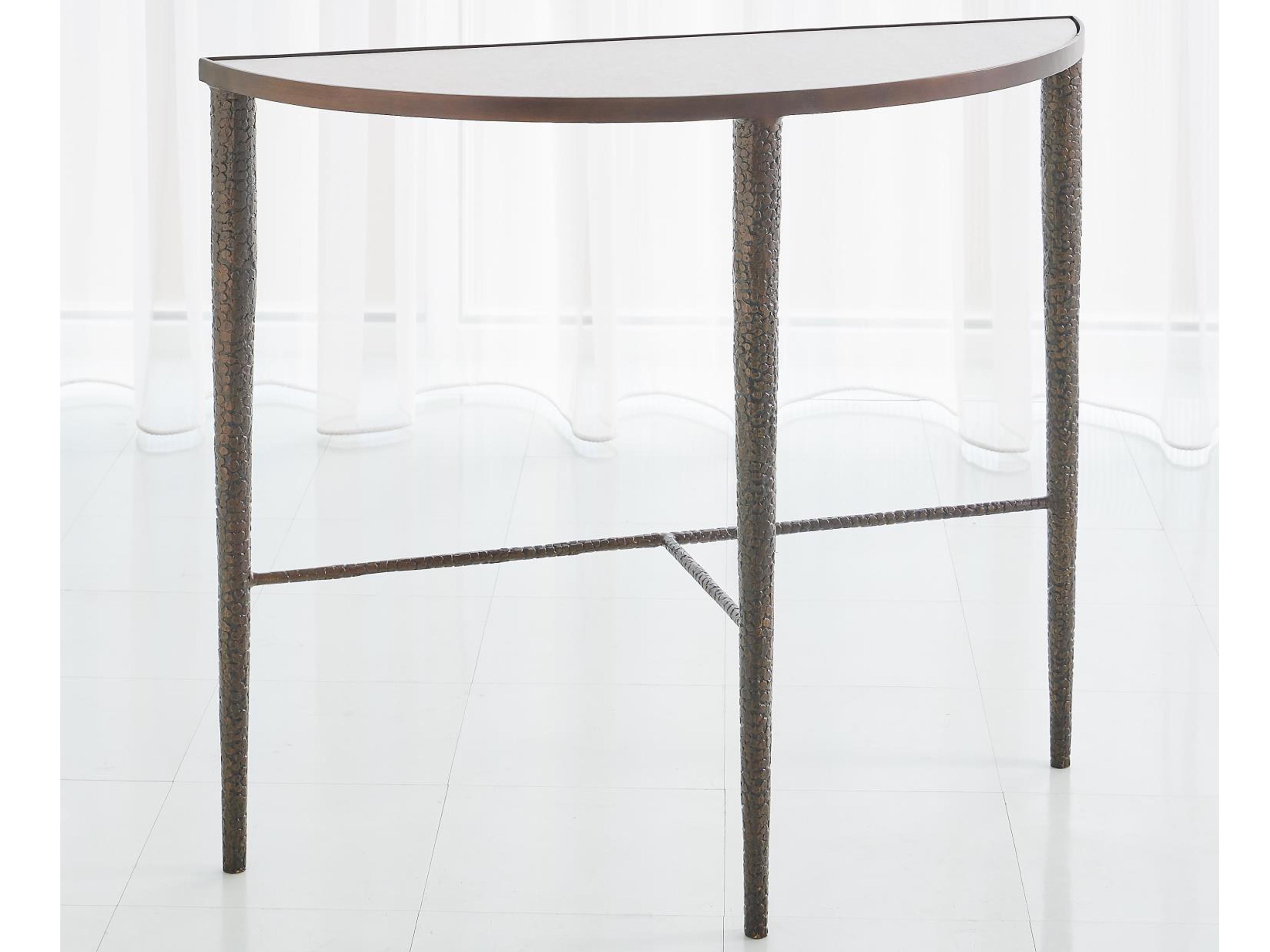 Demilune Marble Antique Brass Console Table