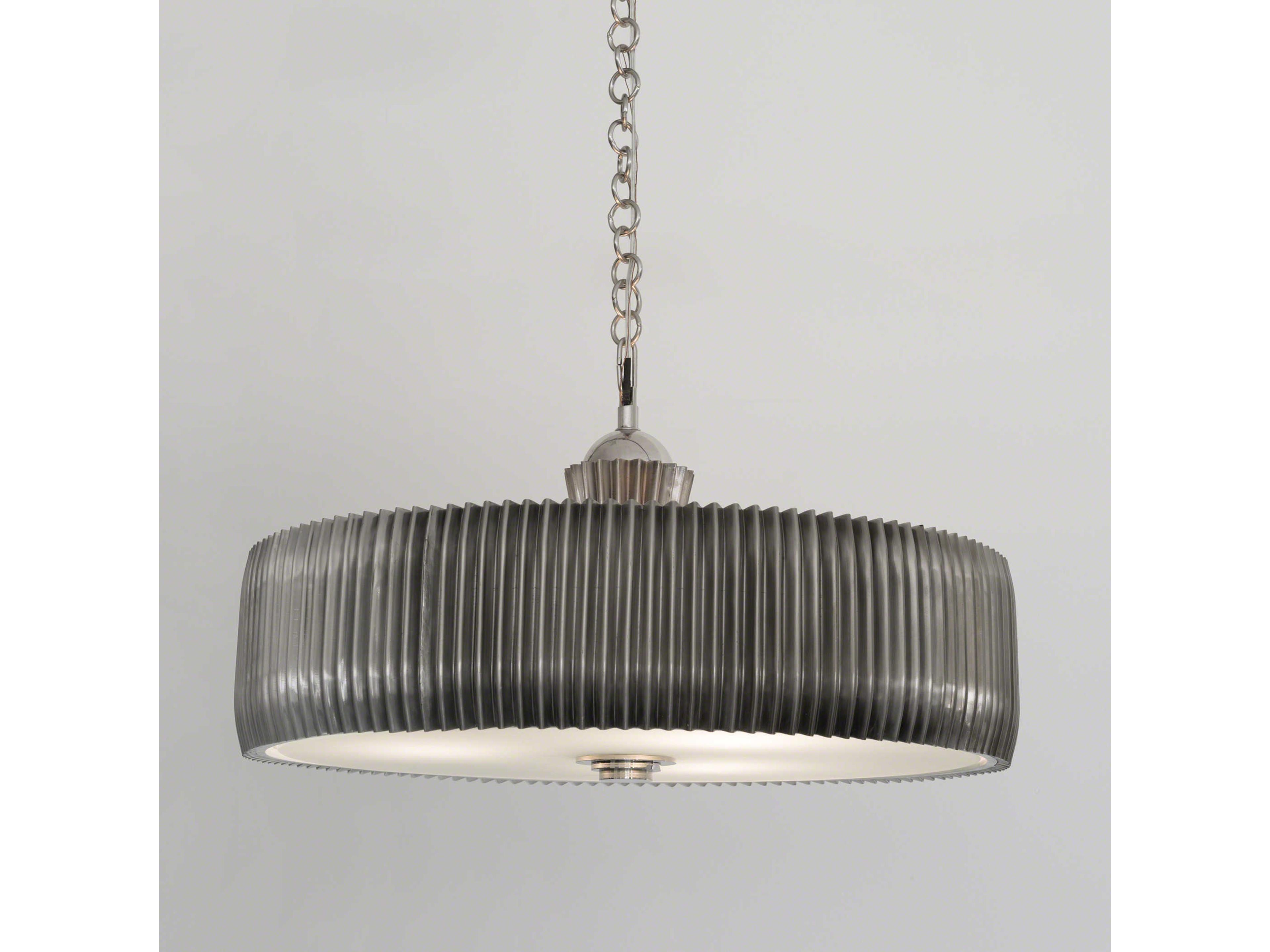 Crimp 3-Light Nickel Glass Drum Pendant
