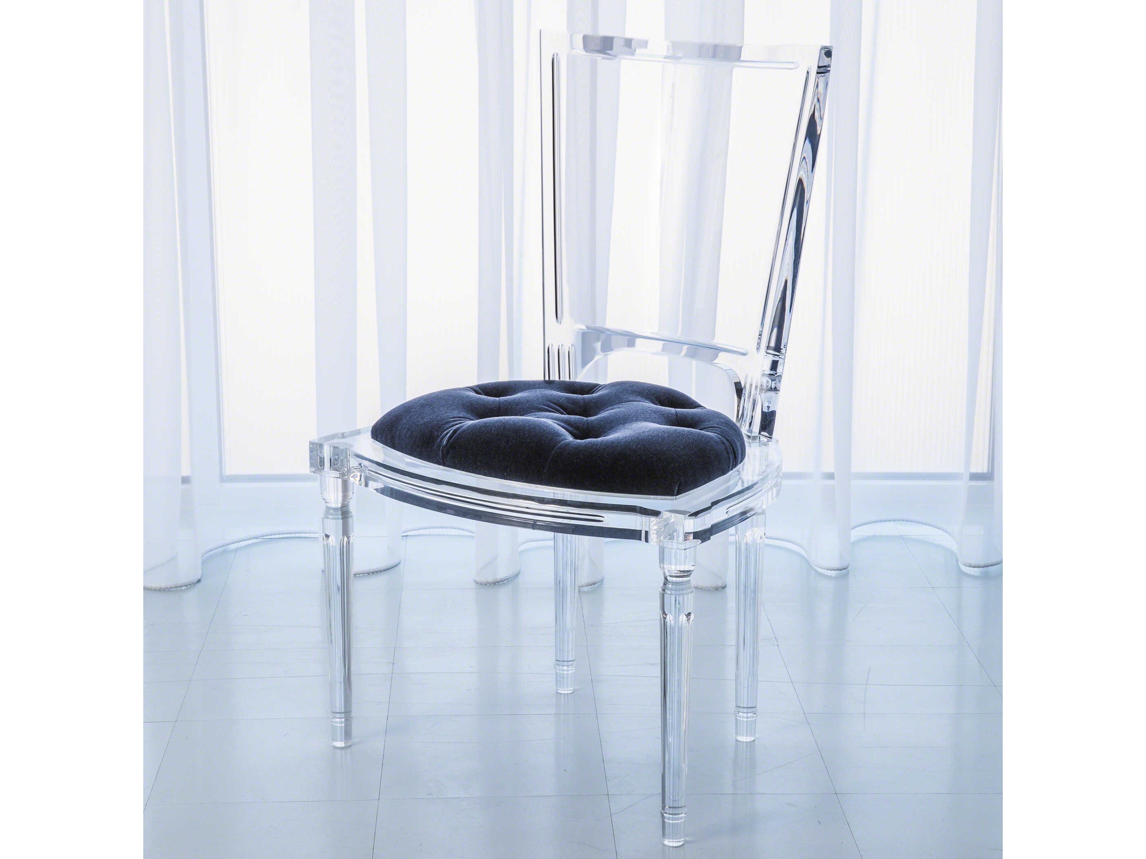 Blue Upholstered Side Dining Chair