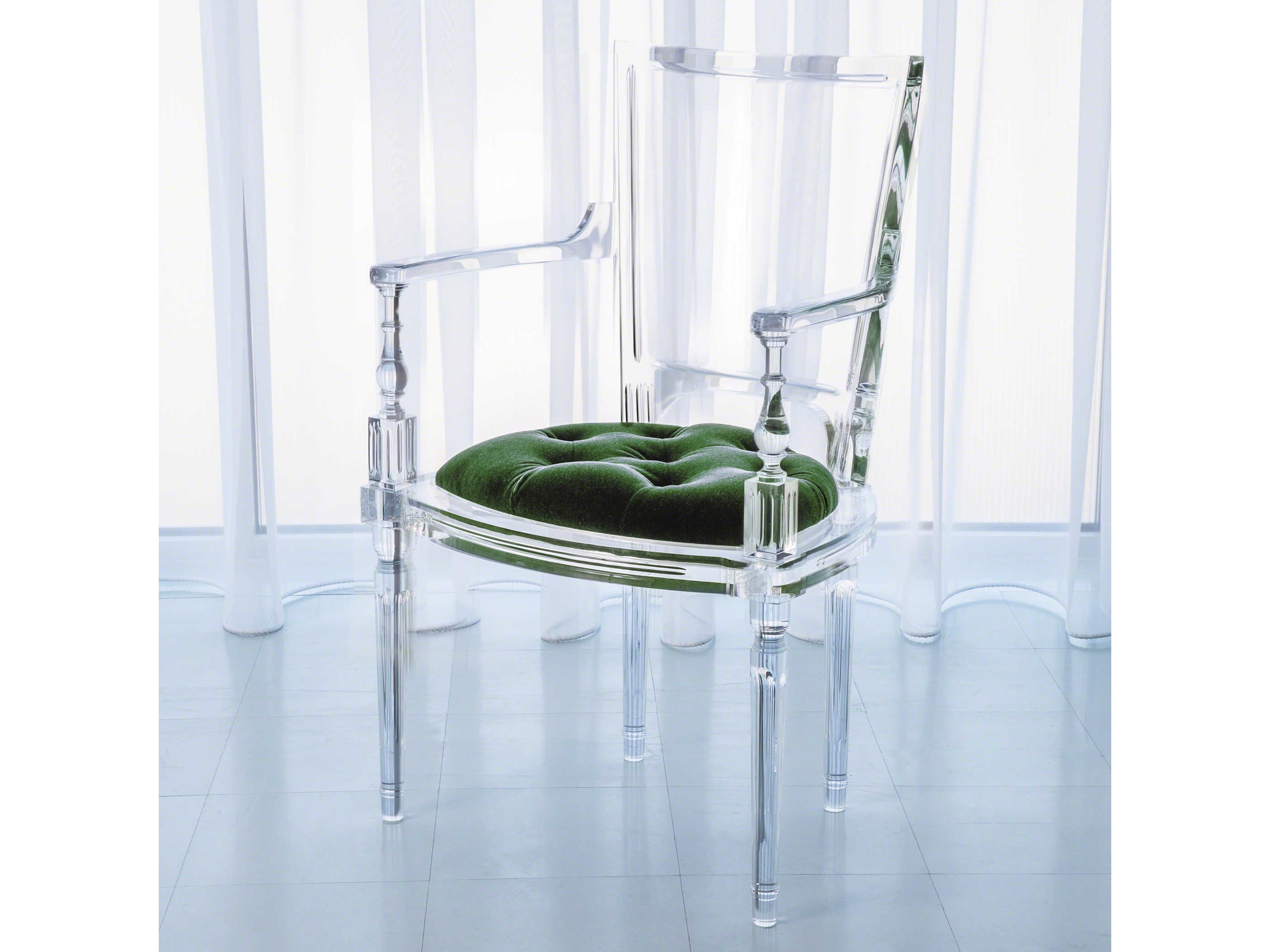 Clear Upholstered Arm Dining Chair