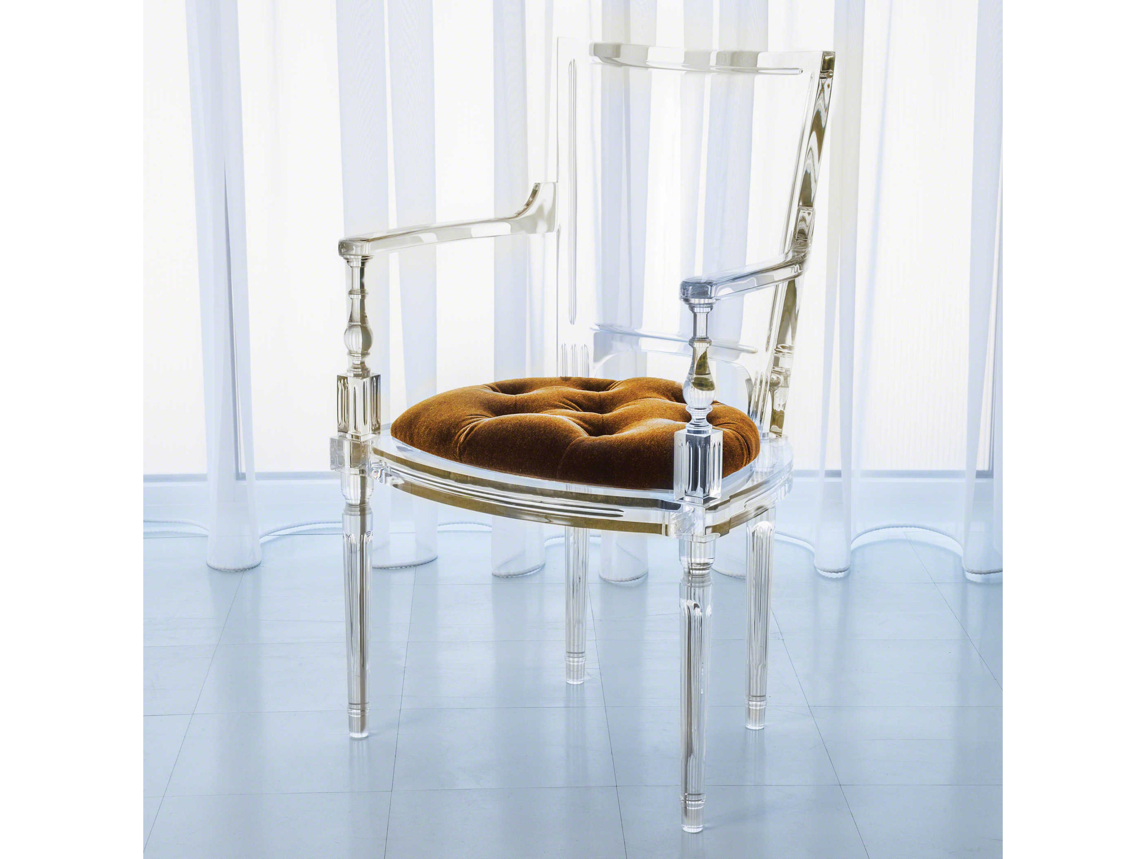 Brown Upholstered Arm Dining Chair