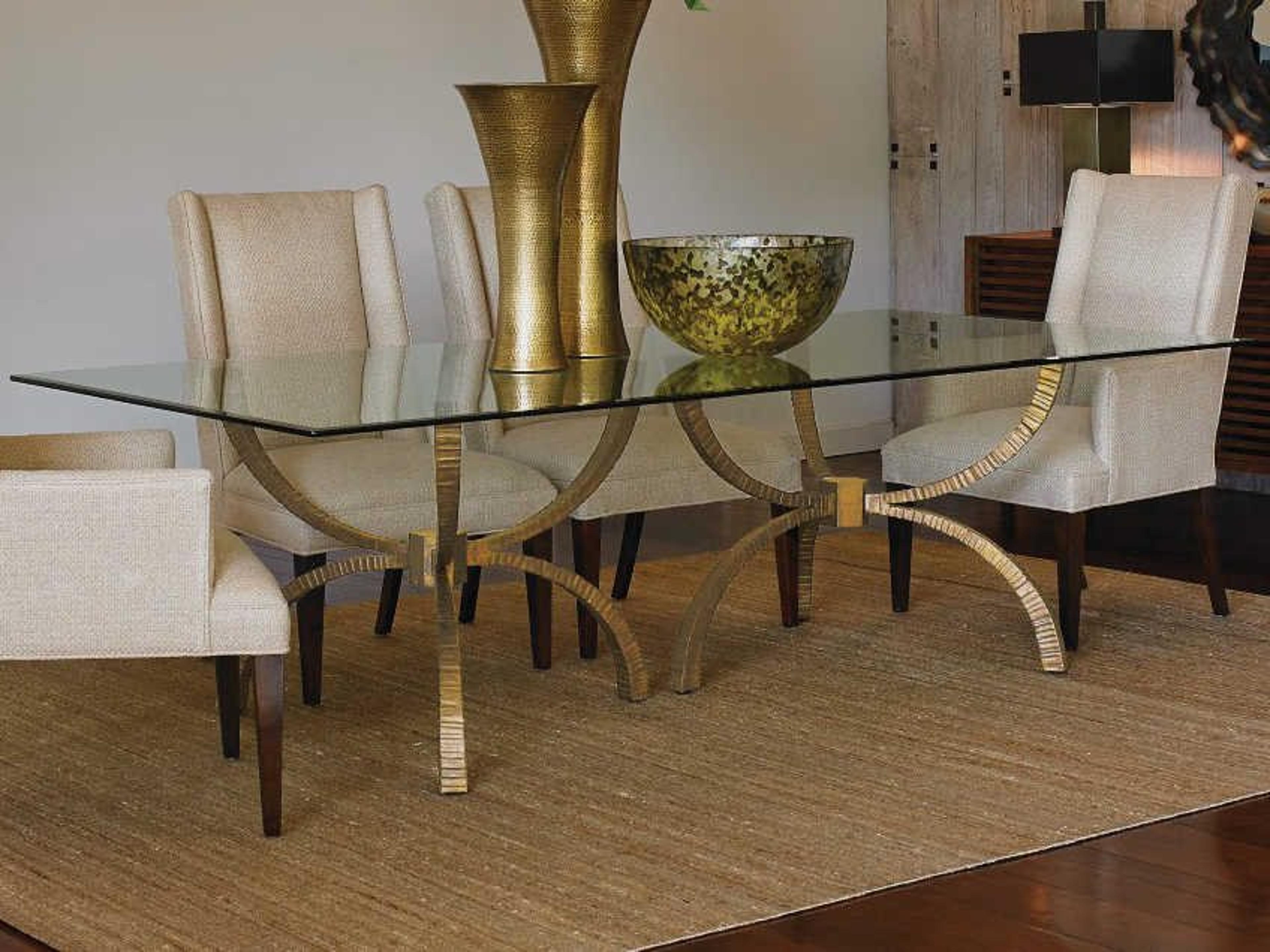 Rectangular Glass Gold Dining Table
