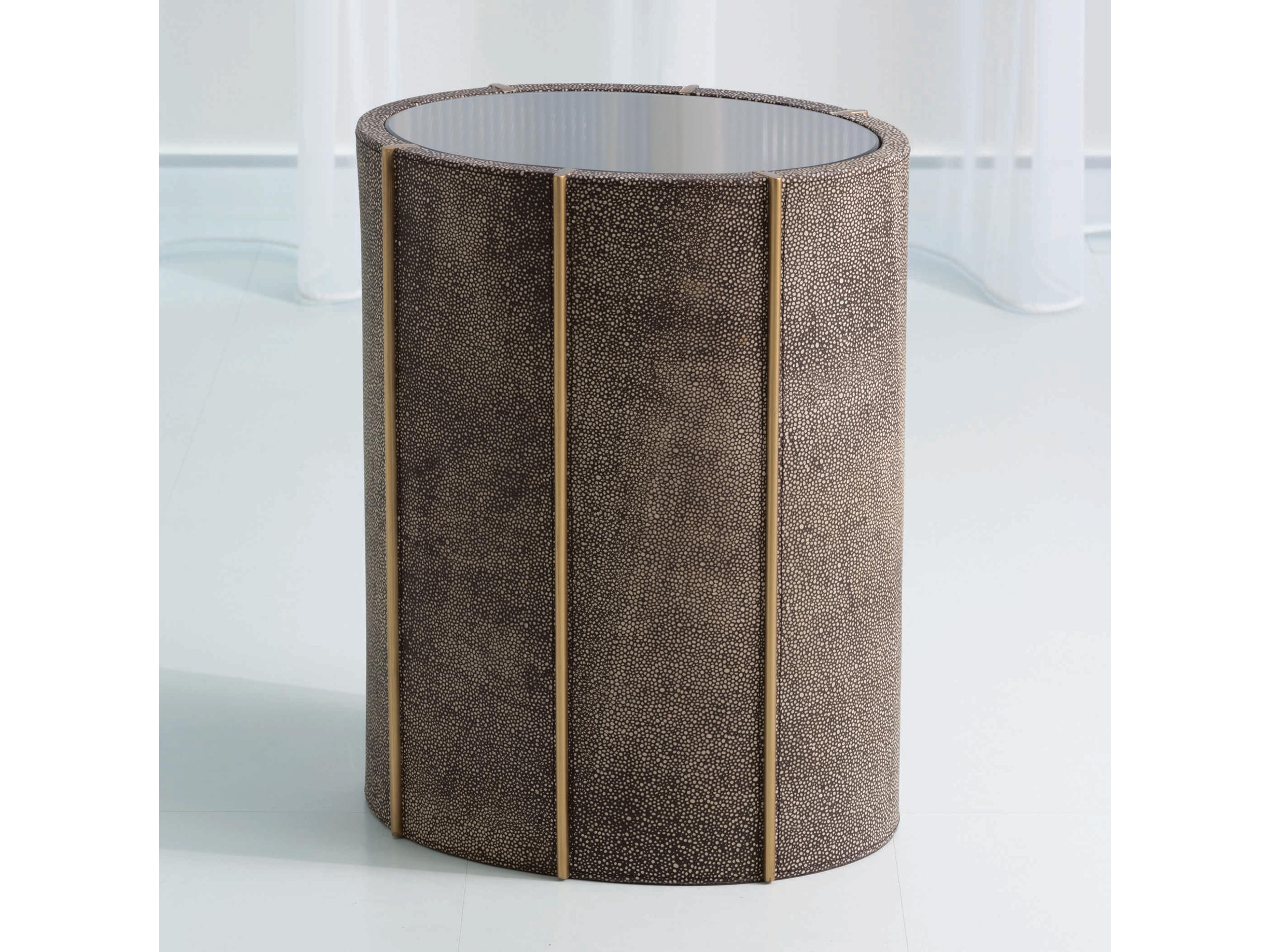 Global Views Oval Faux Leather Gold End Table