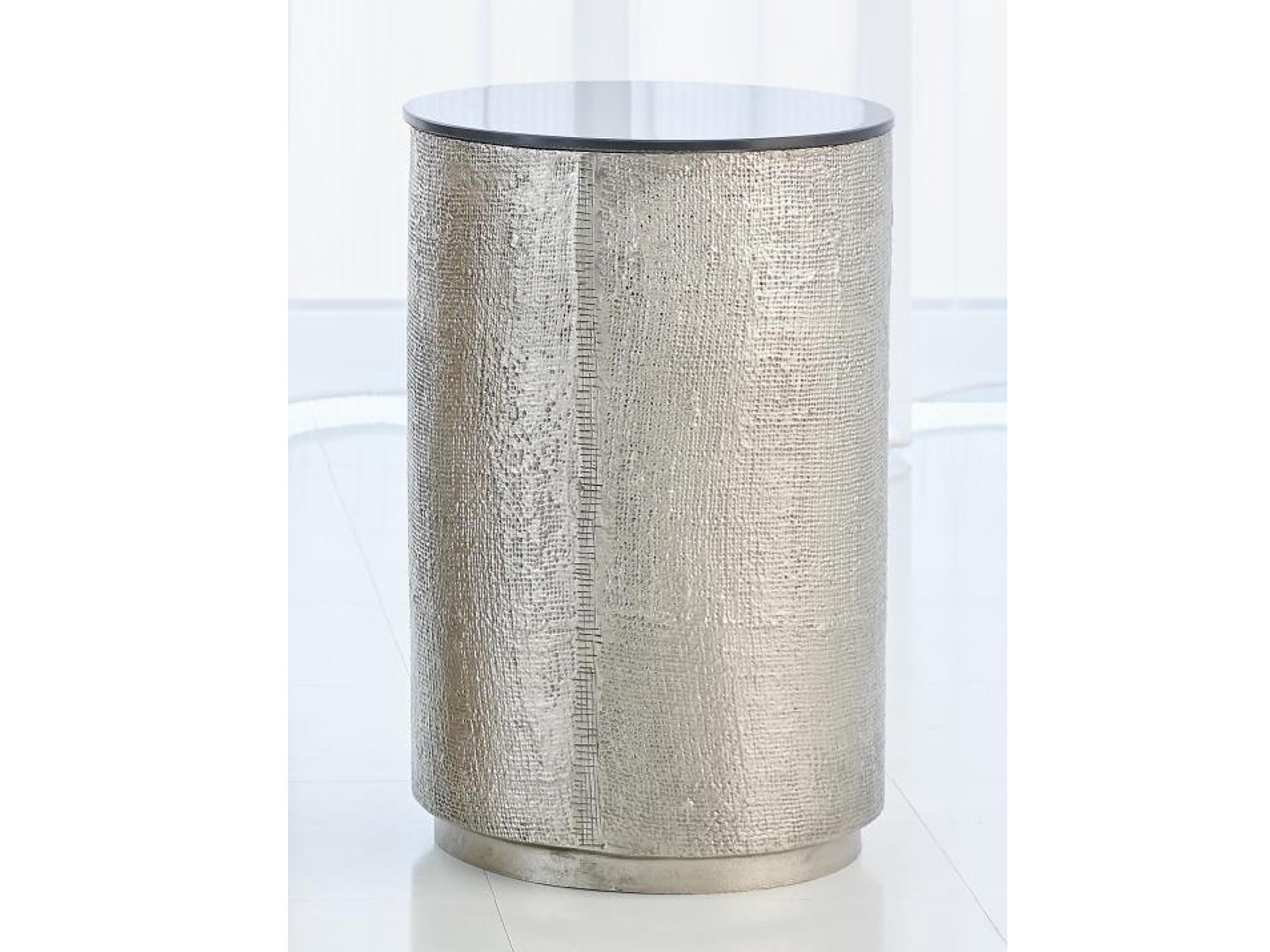 Round Granite Antique Nickel End Table