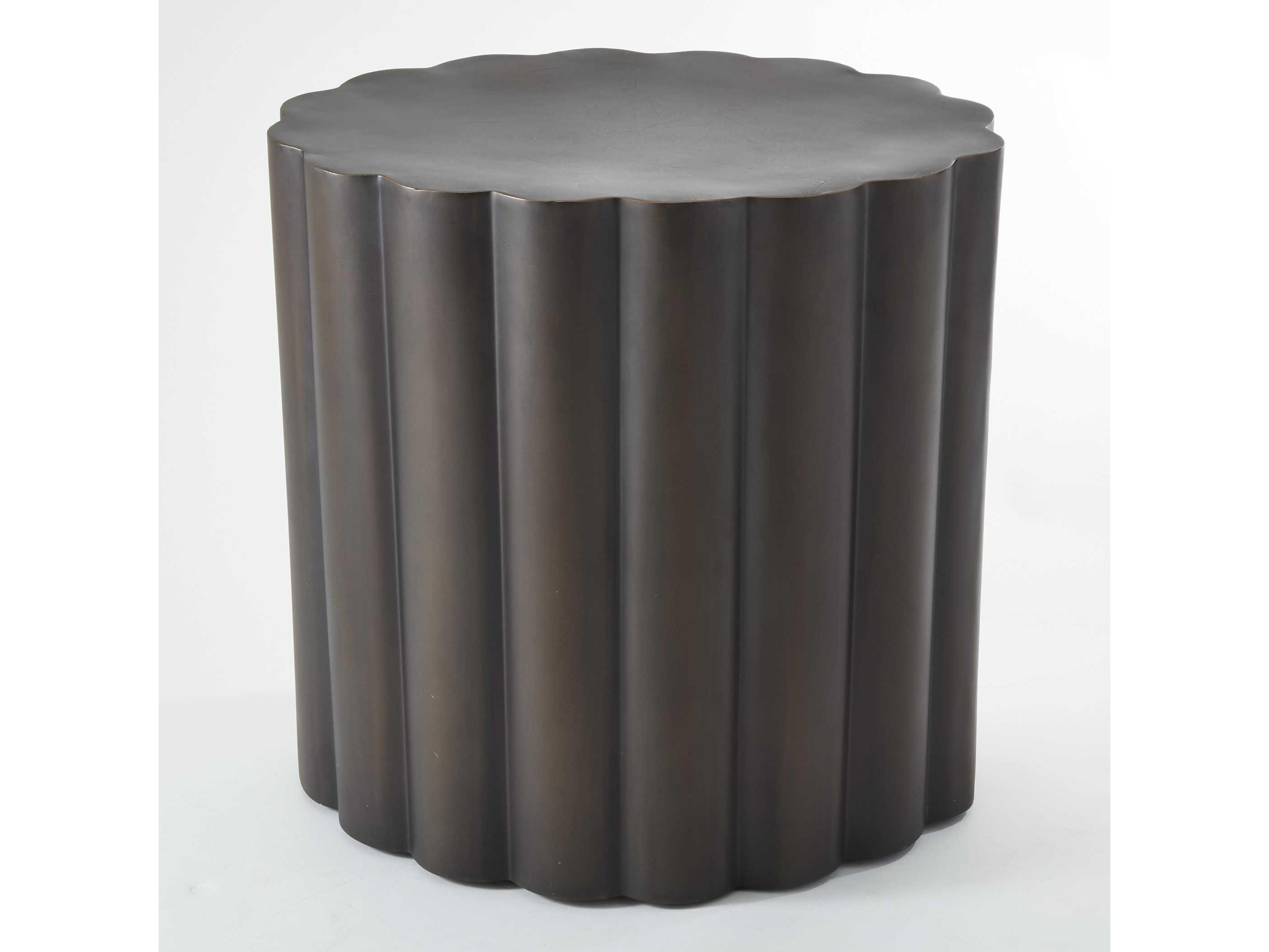 Global Views Round Metal Antique Bronze End Table