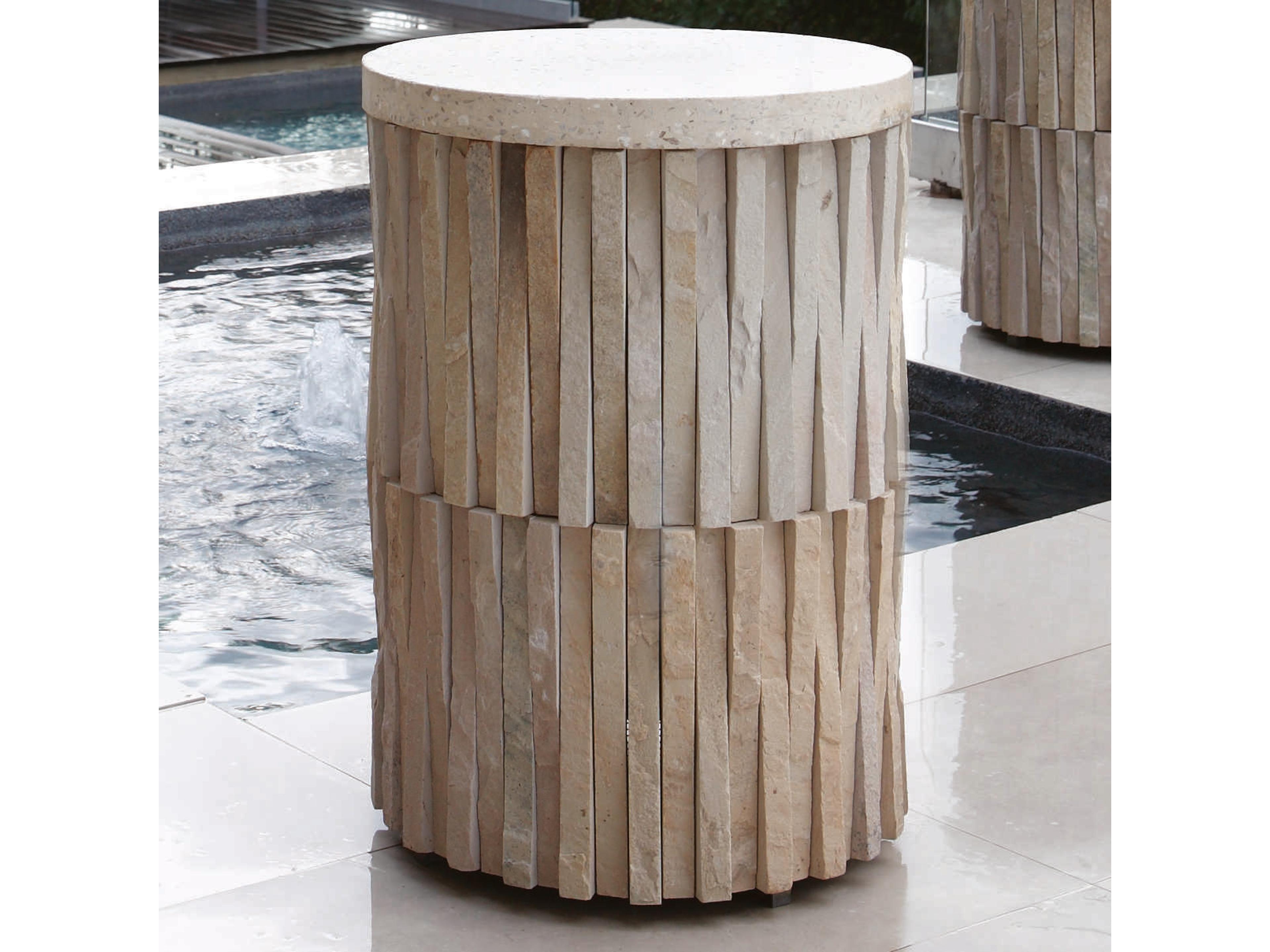 Round Stone End Table