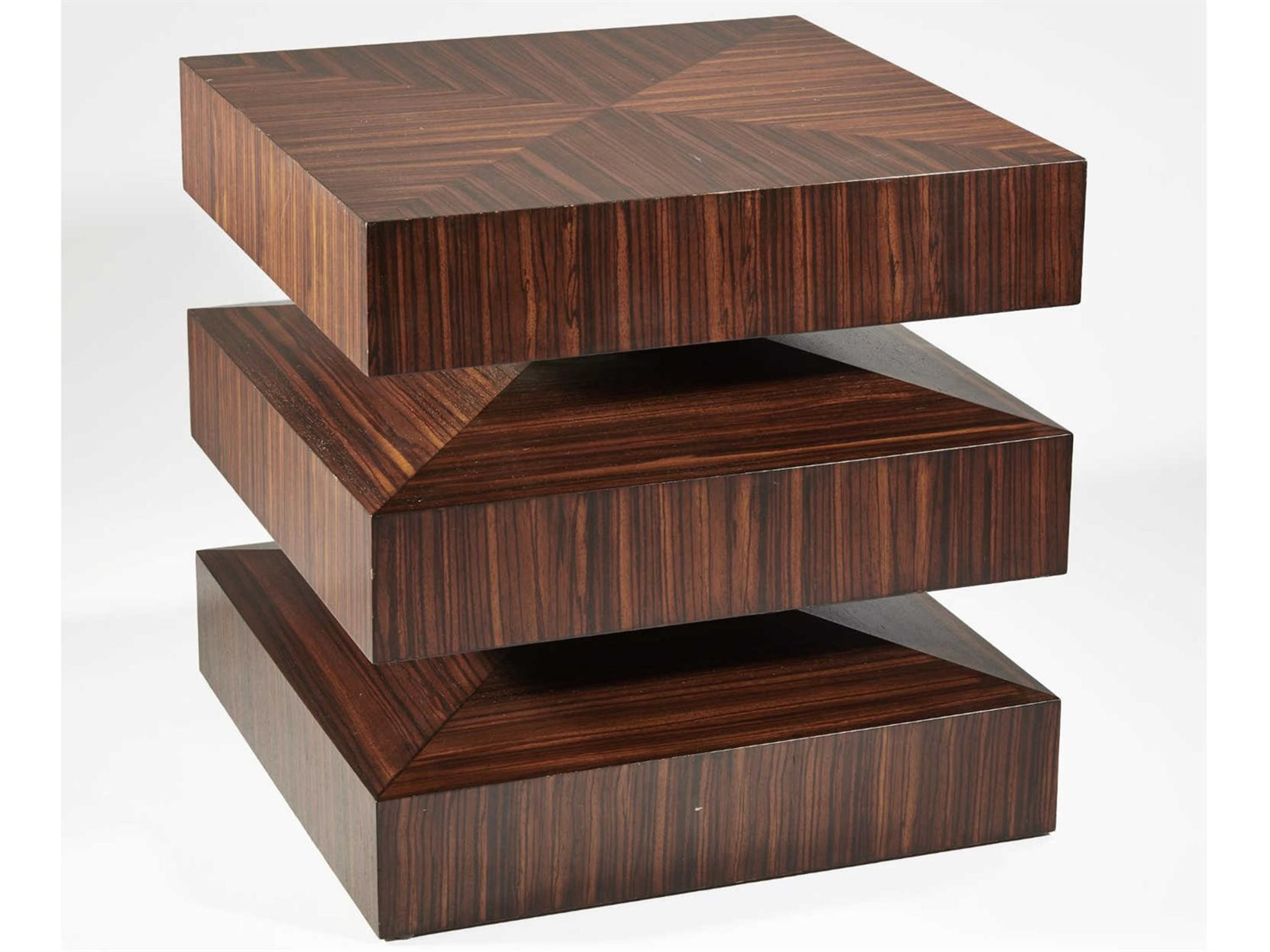 Global Views Square Wood Dark Walnut Satin Lacquer End Table