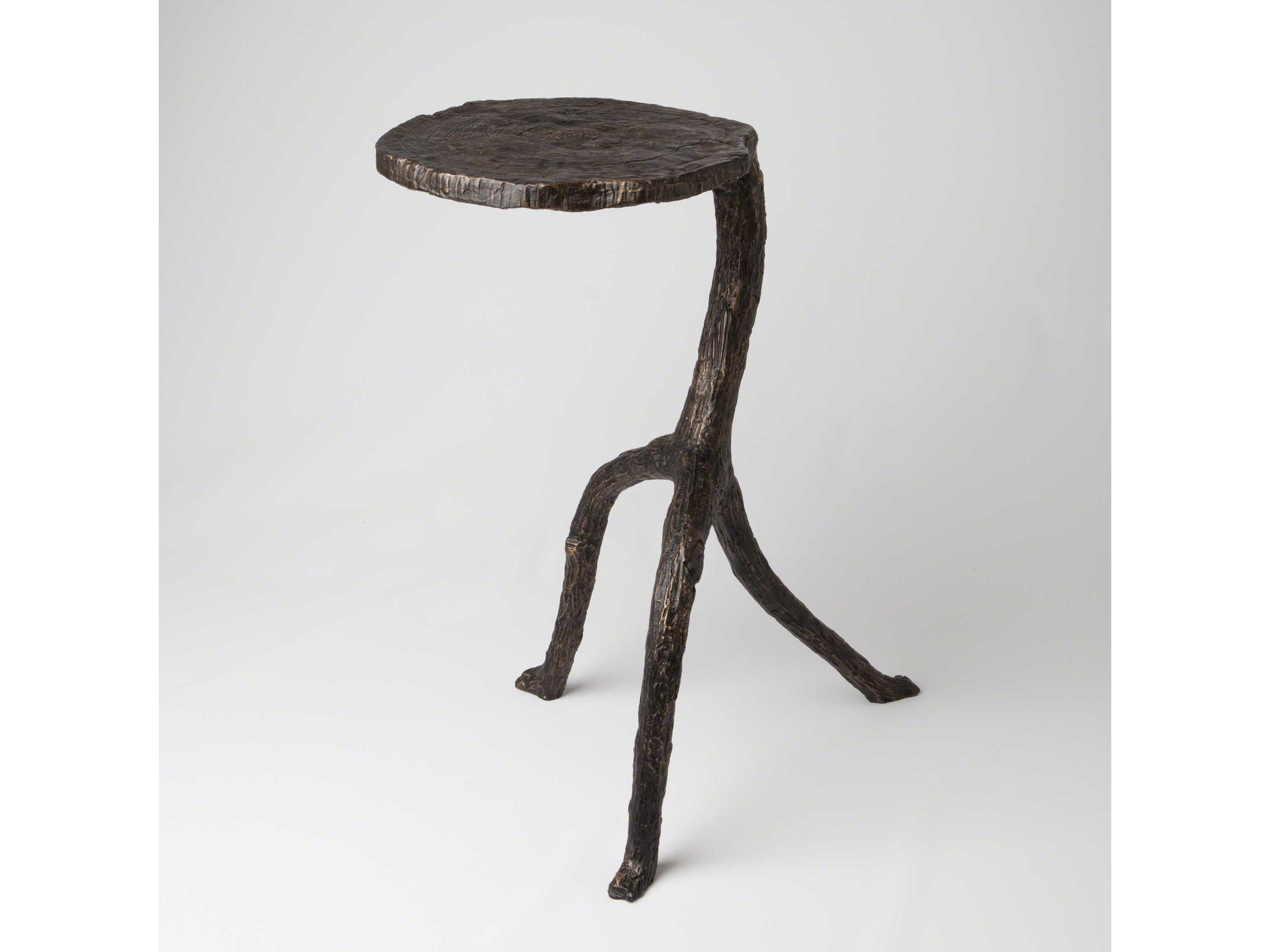 Round Metal Antique Bronze End Table