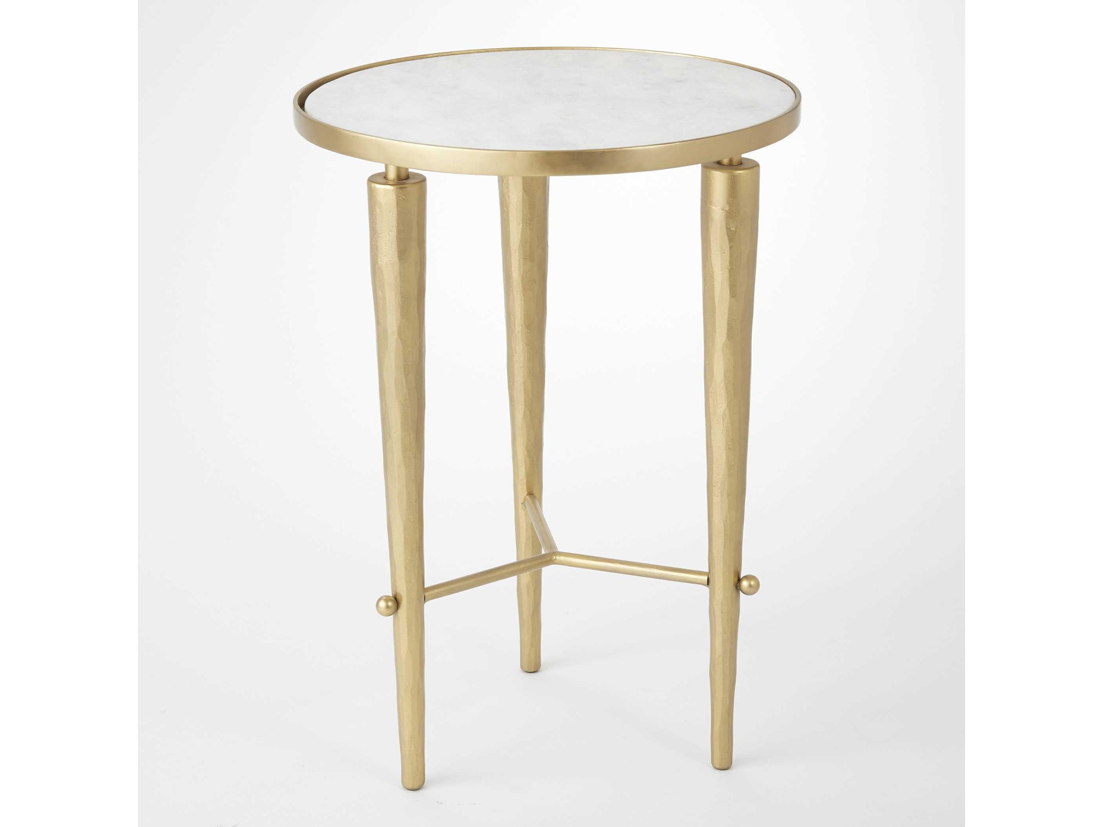 Global Views Round Marble Brass End Table
