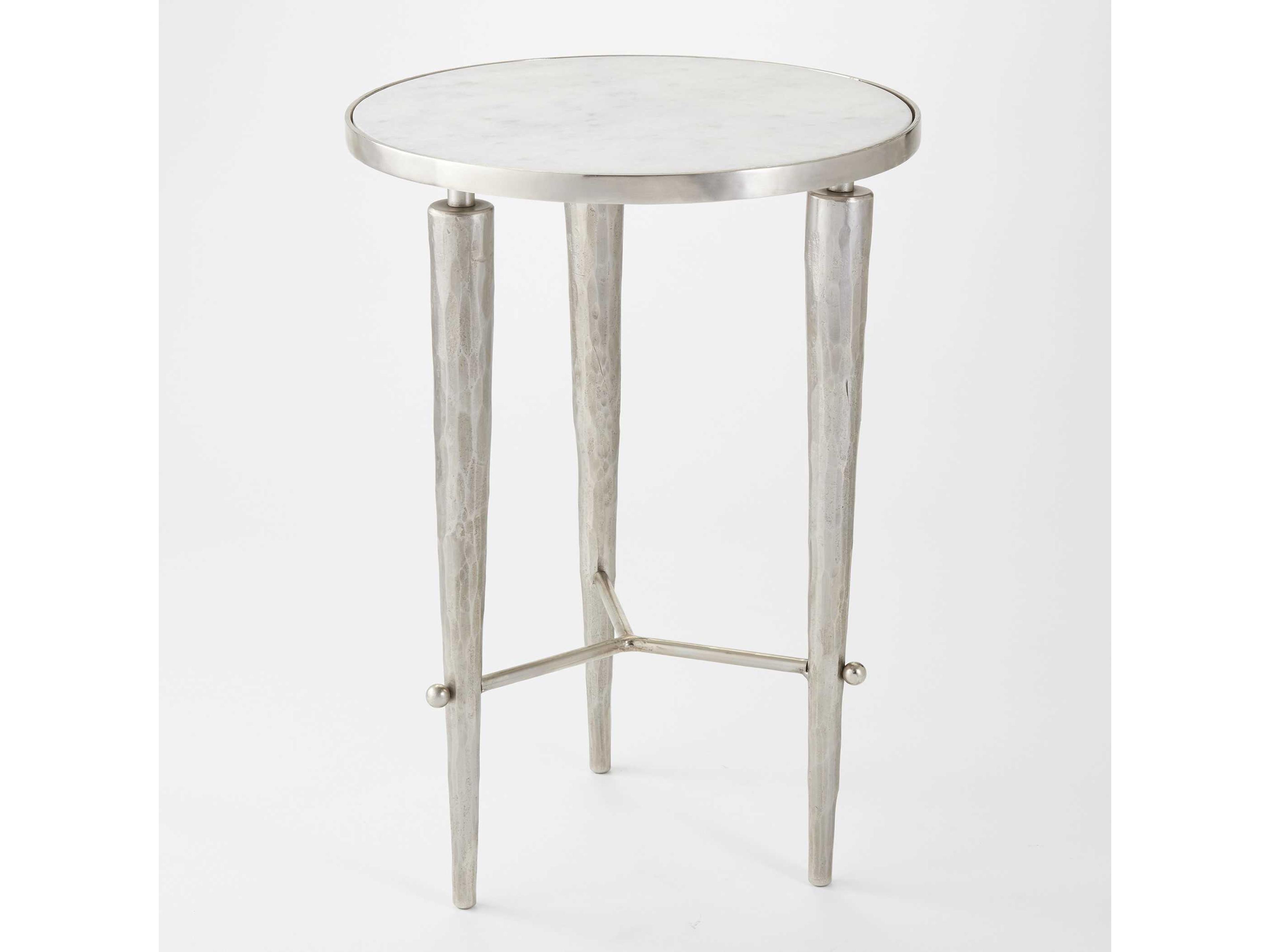 Global Views Round Marble Nickel End Table