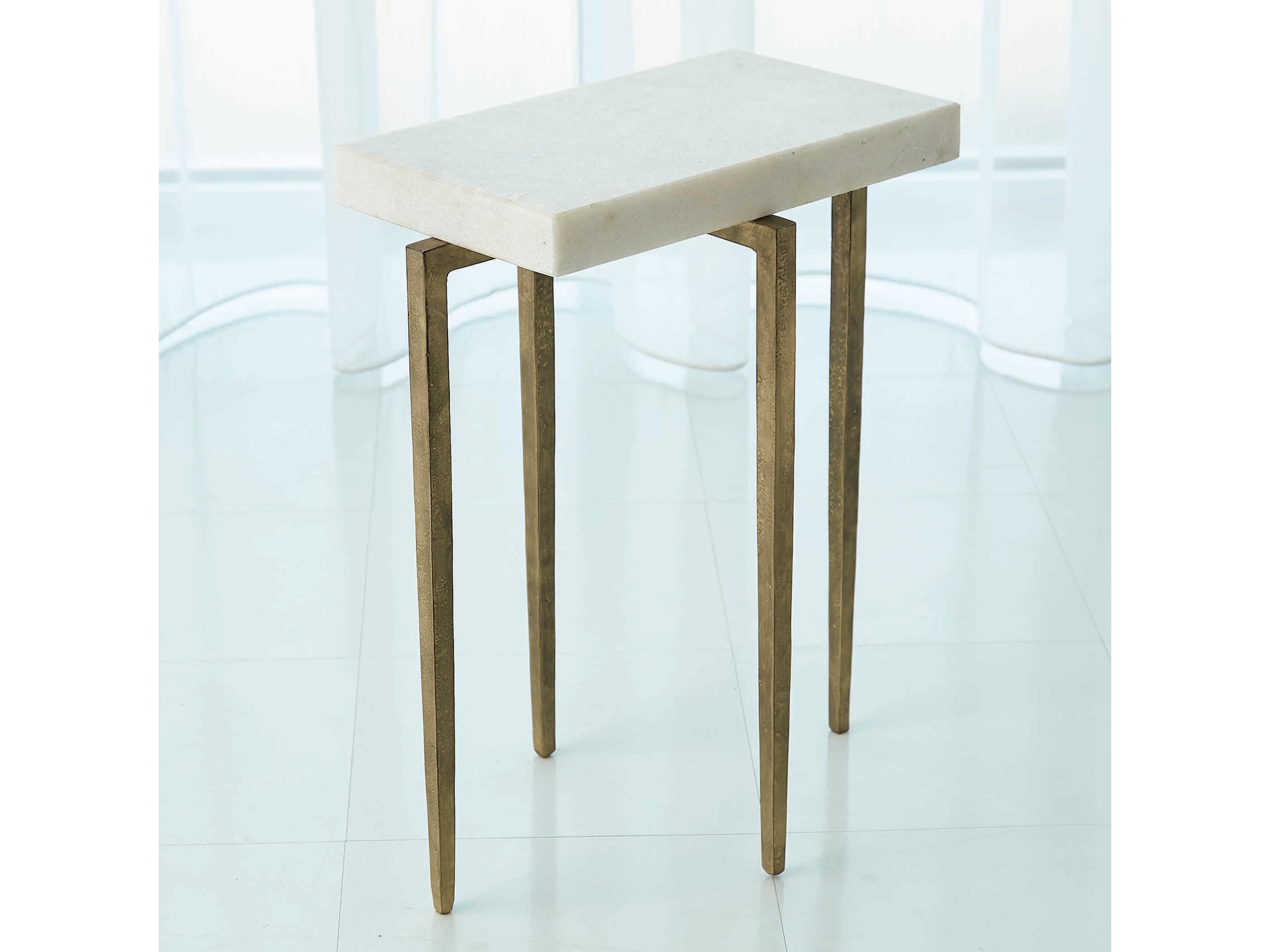 Rectangular Marble Antique Gold End Table