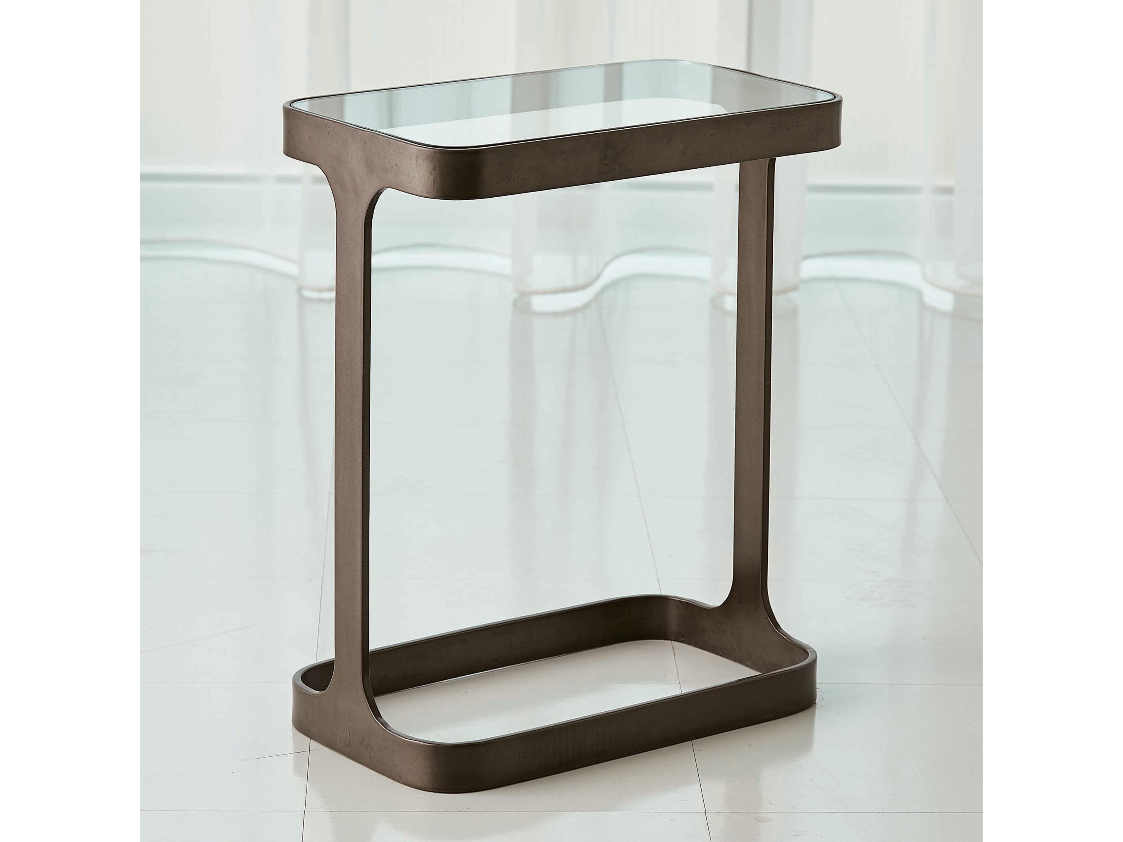 Rectangular Glass Bronze End Table