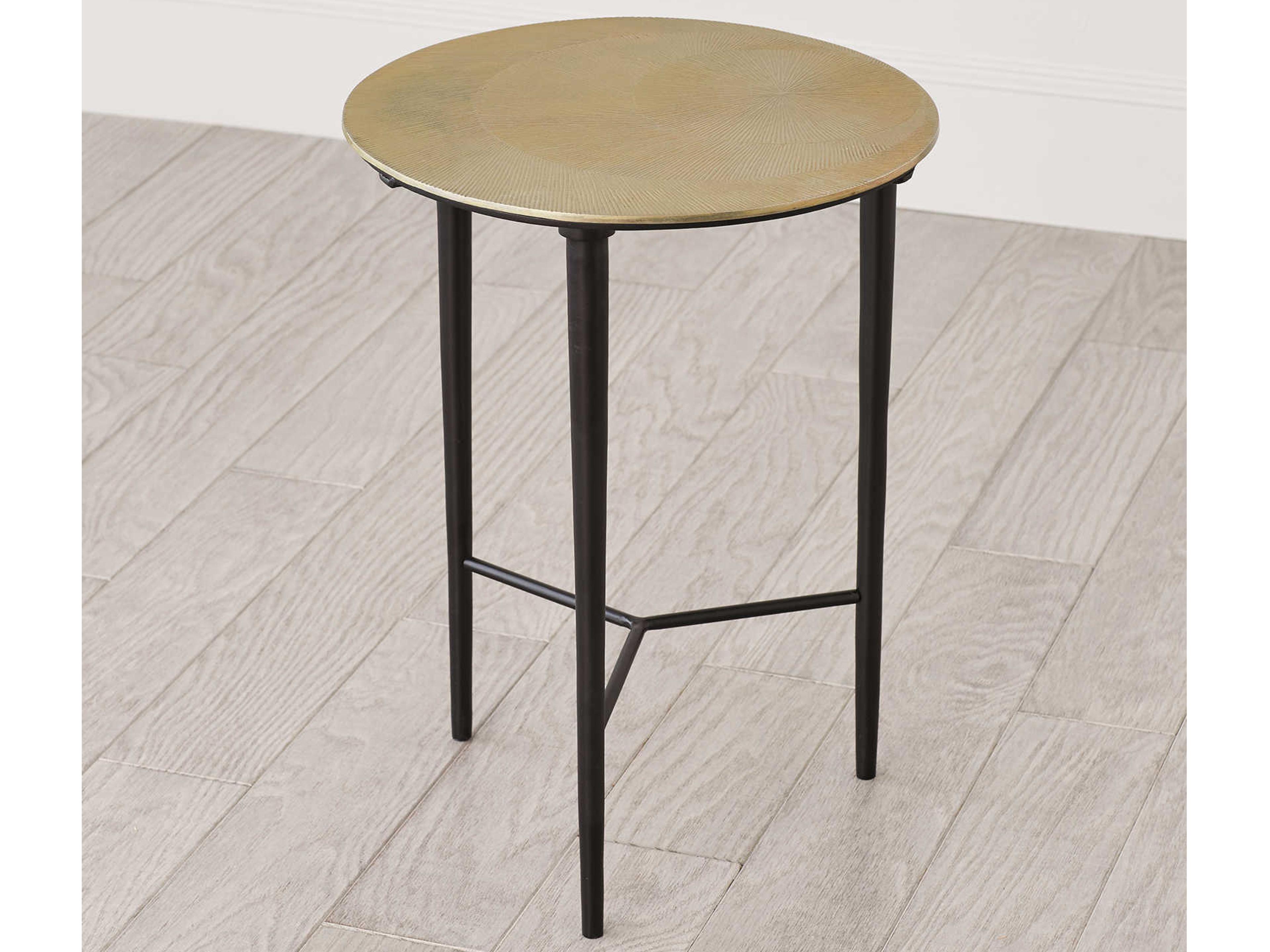 Global Views Round Metal Antique Brass End Table