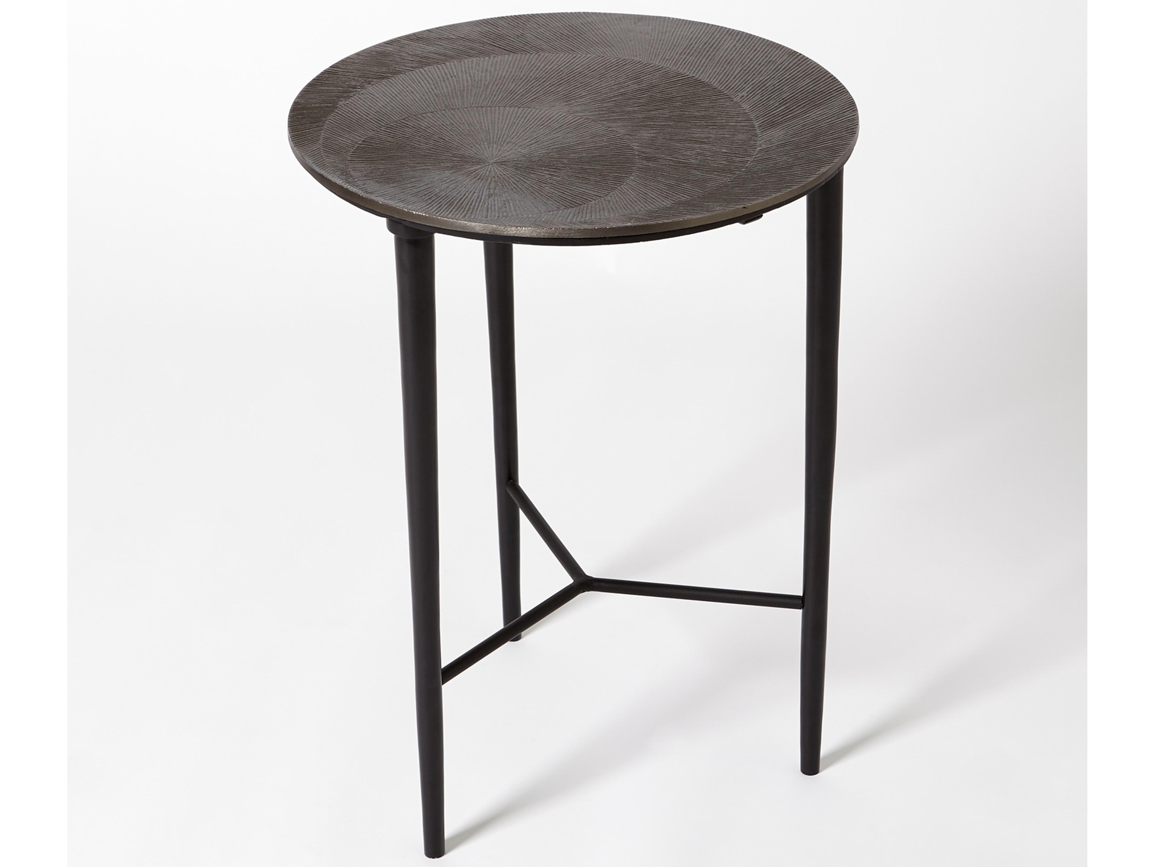 Round Metal Black Nickel End Table