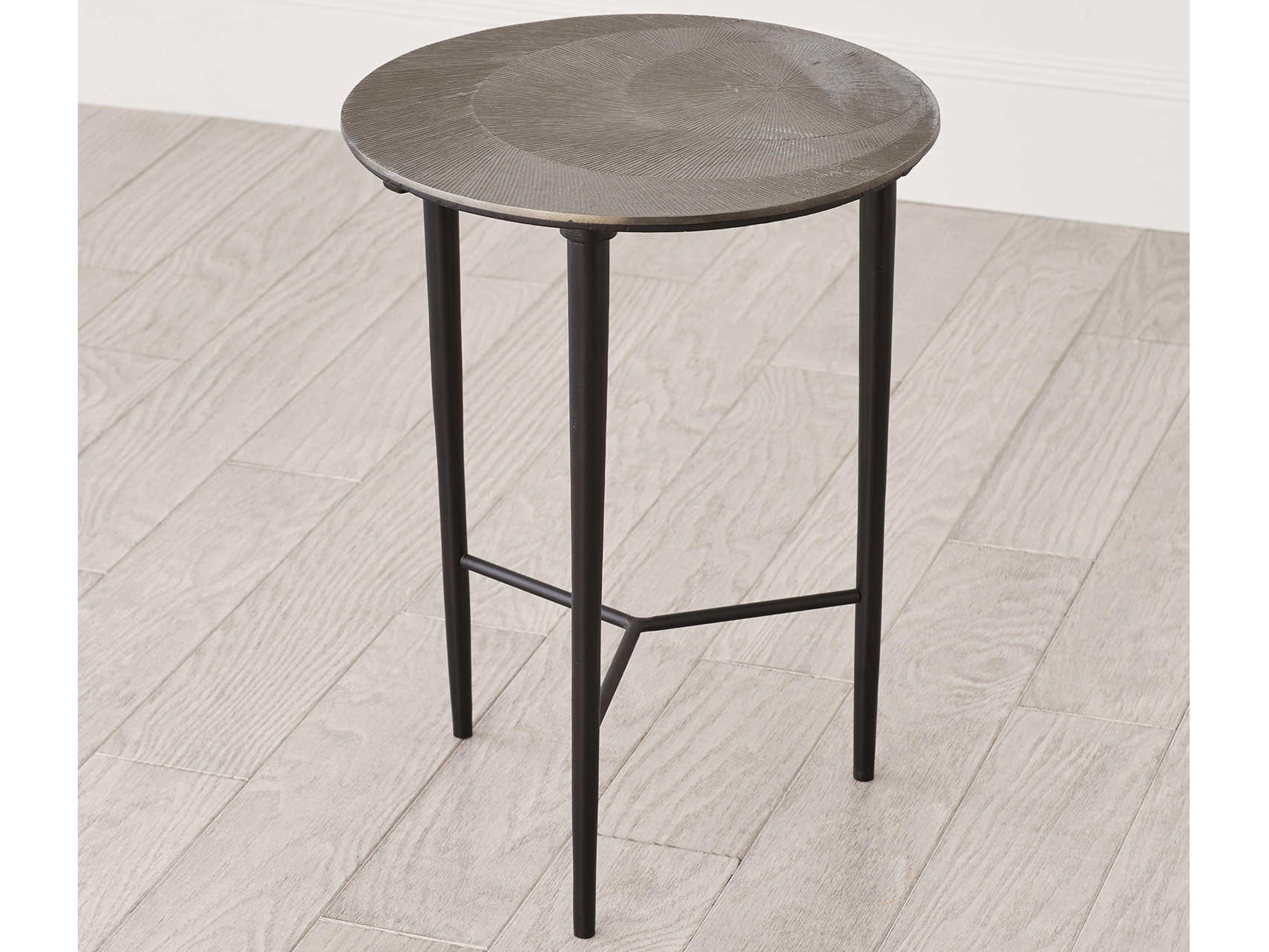 Global Views Round Metal Antique Nickel End Table