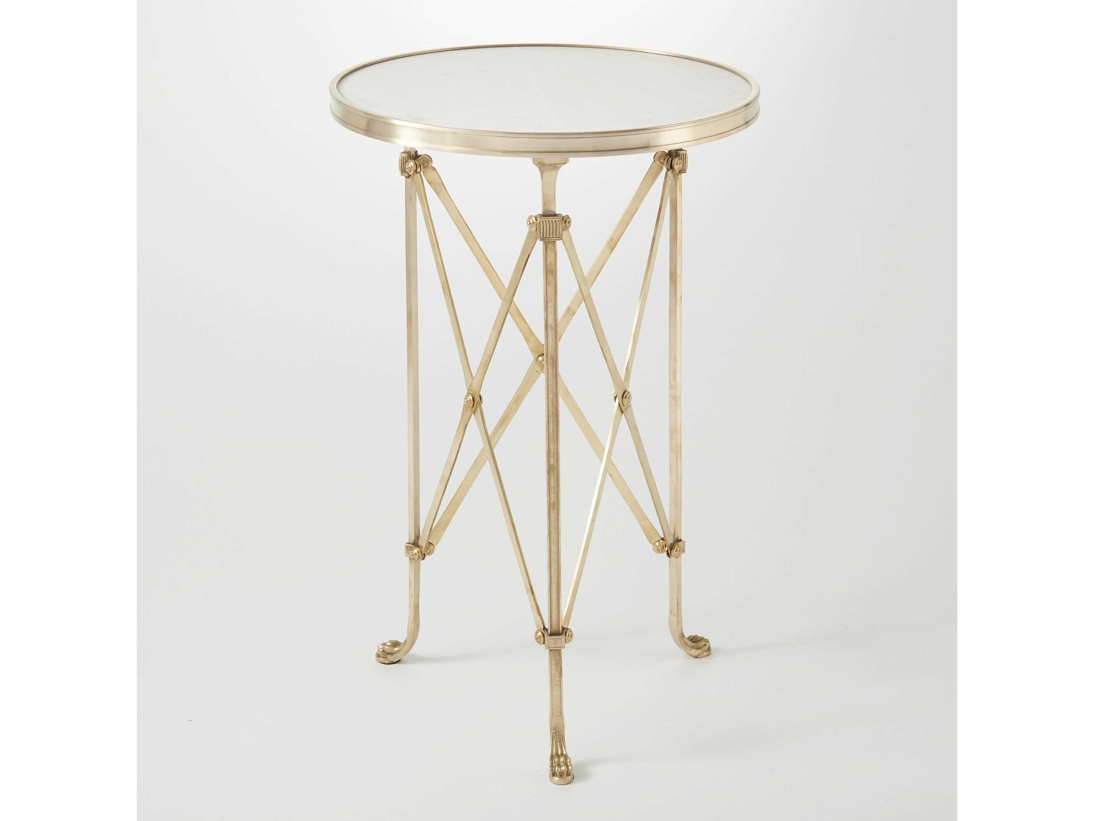 Round Marble Brass End Table