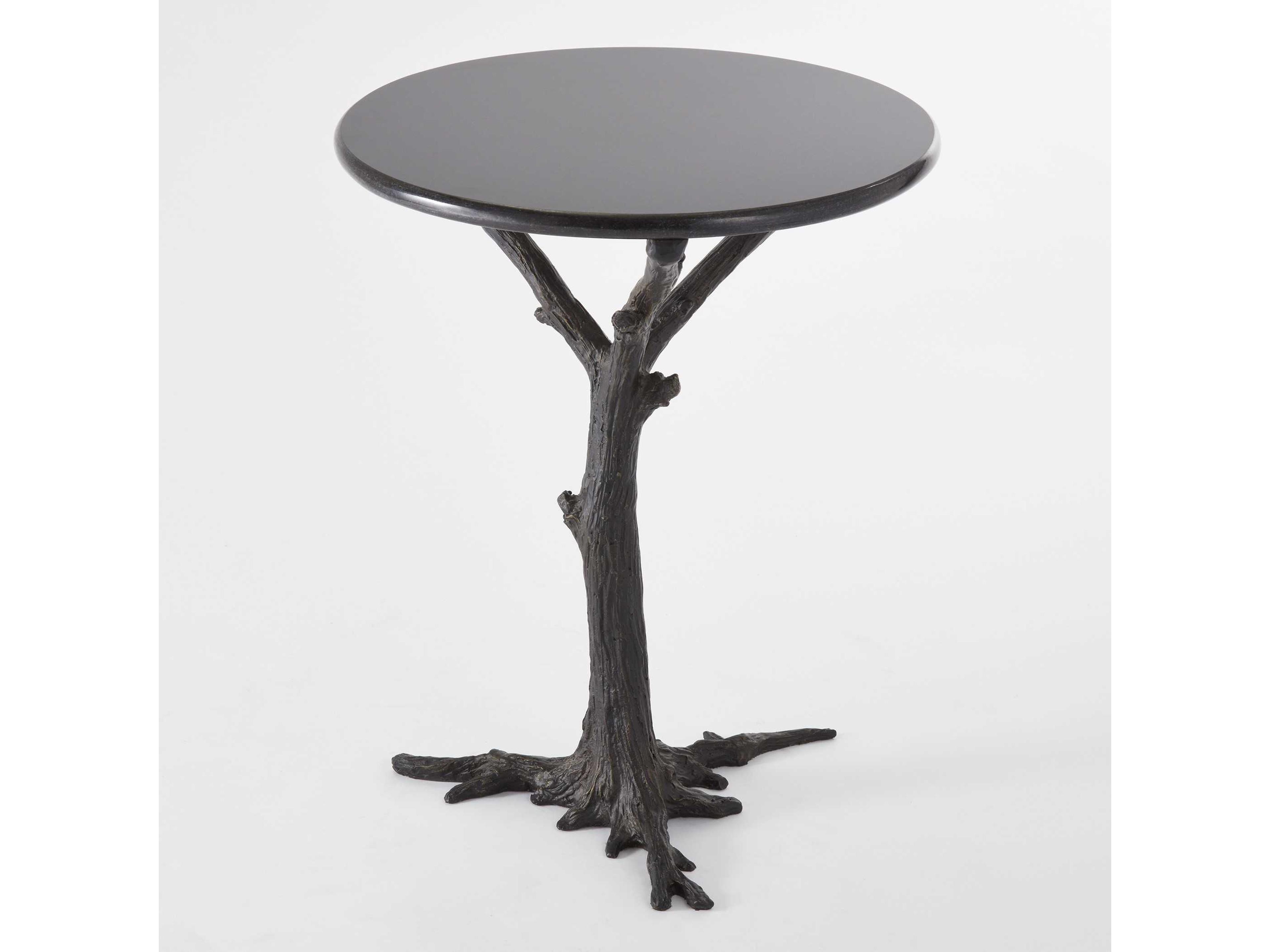Round Granite Black Powder Coat End Table