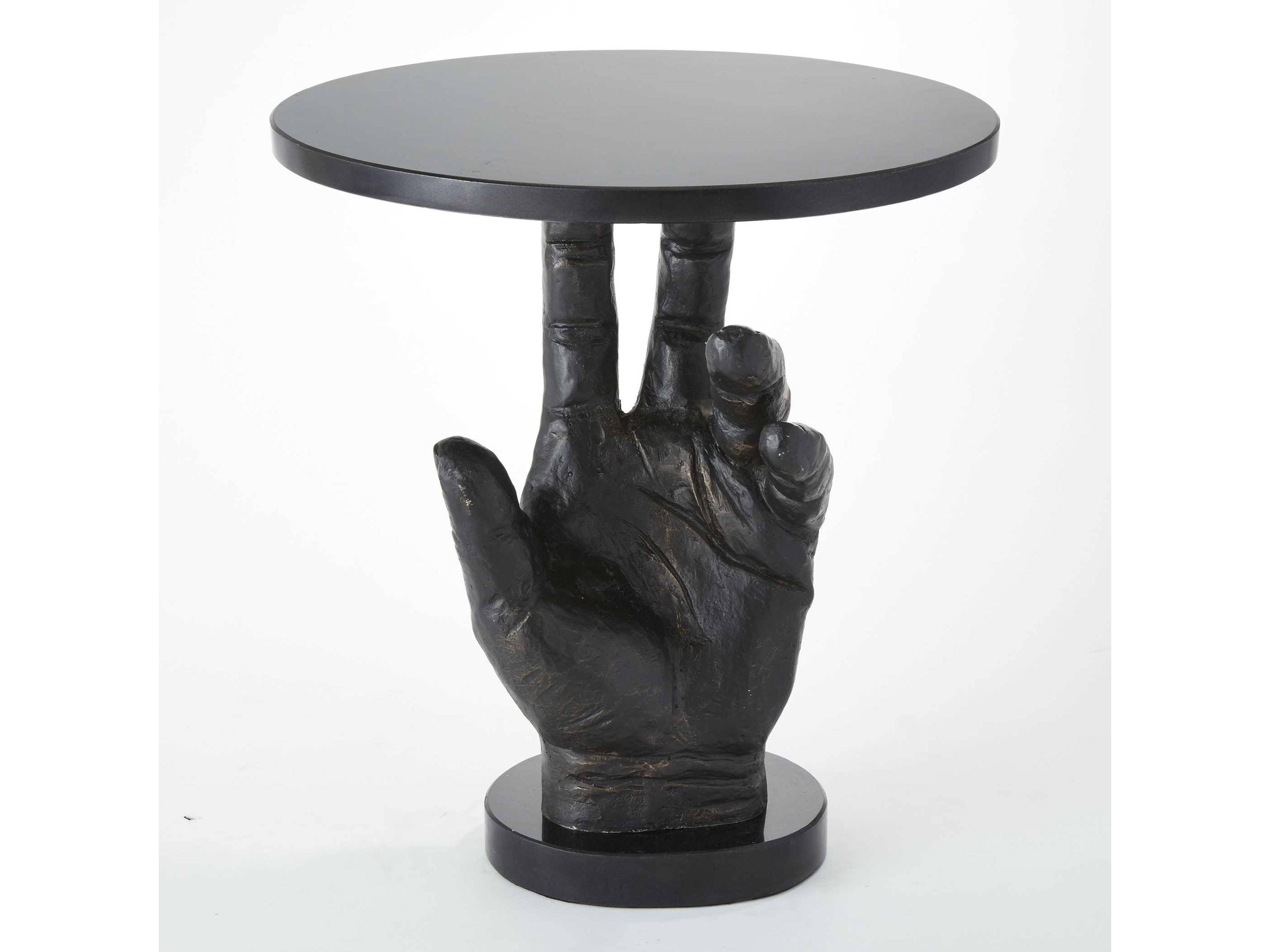 Global Views Round Metal Bronze Patina End Table