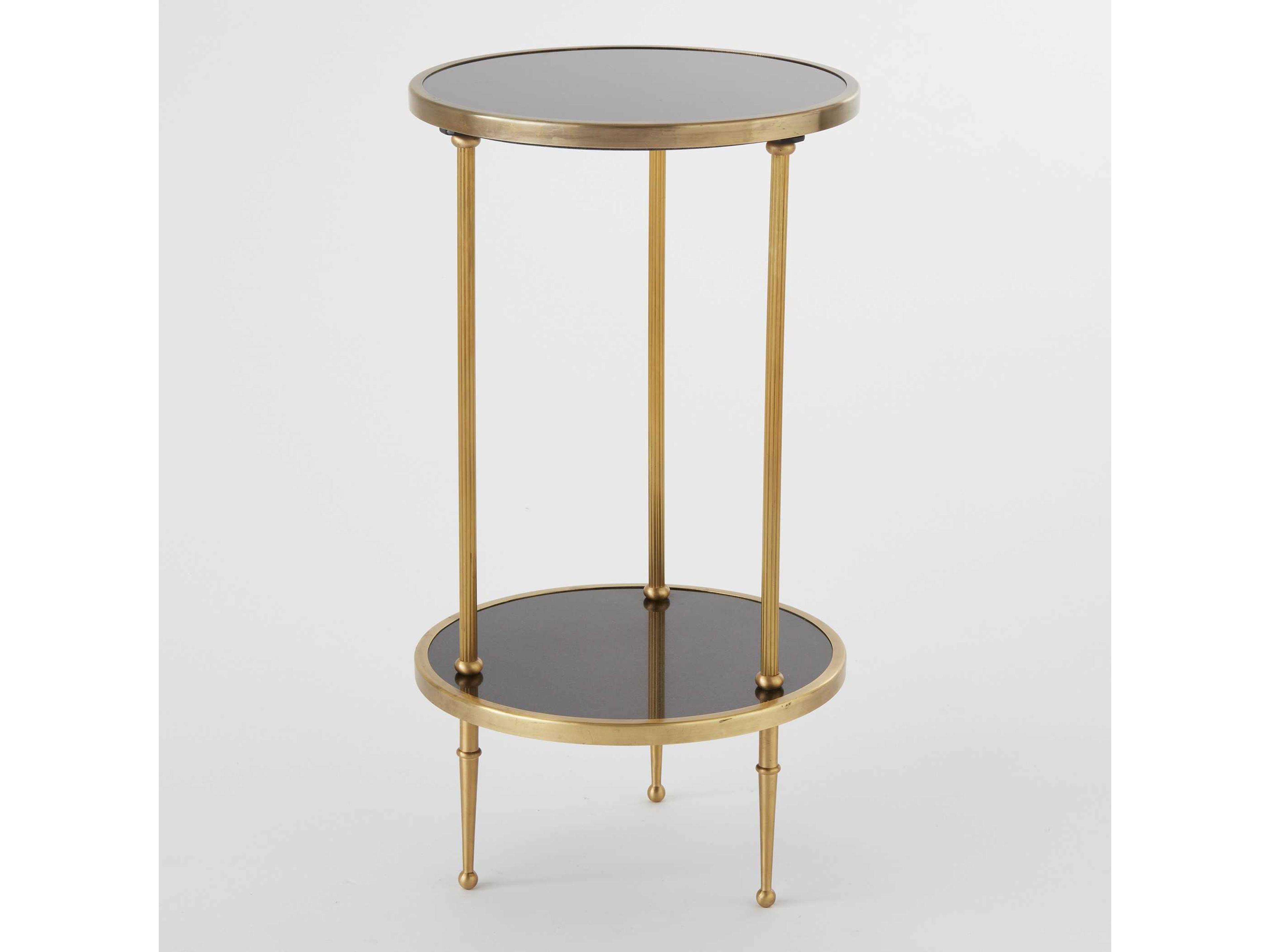 Global Views Round Granite Antique Brass End Table