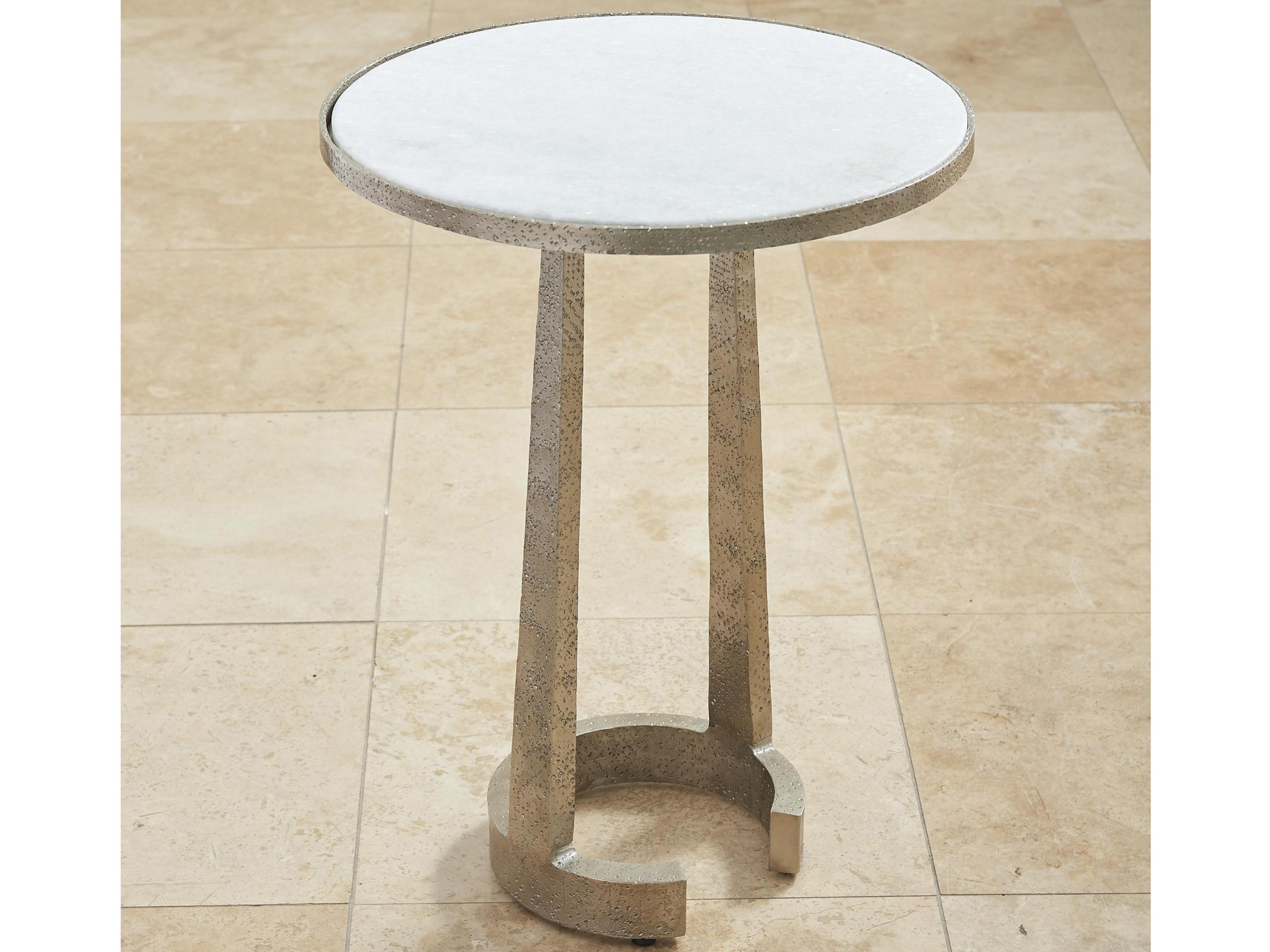 Global Views Round Marble Nickel End Table