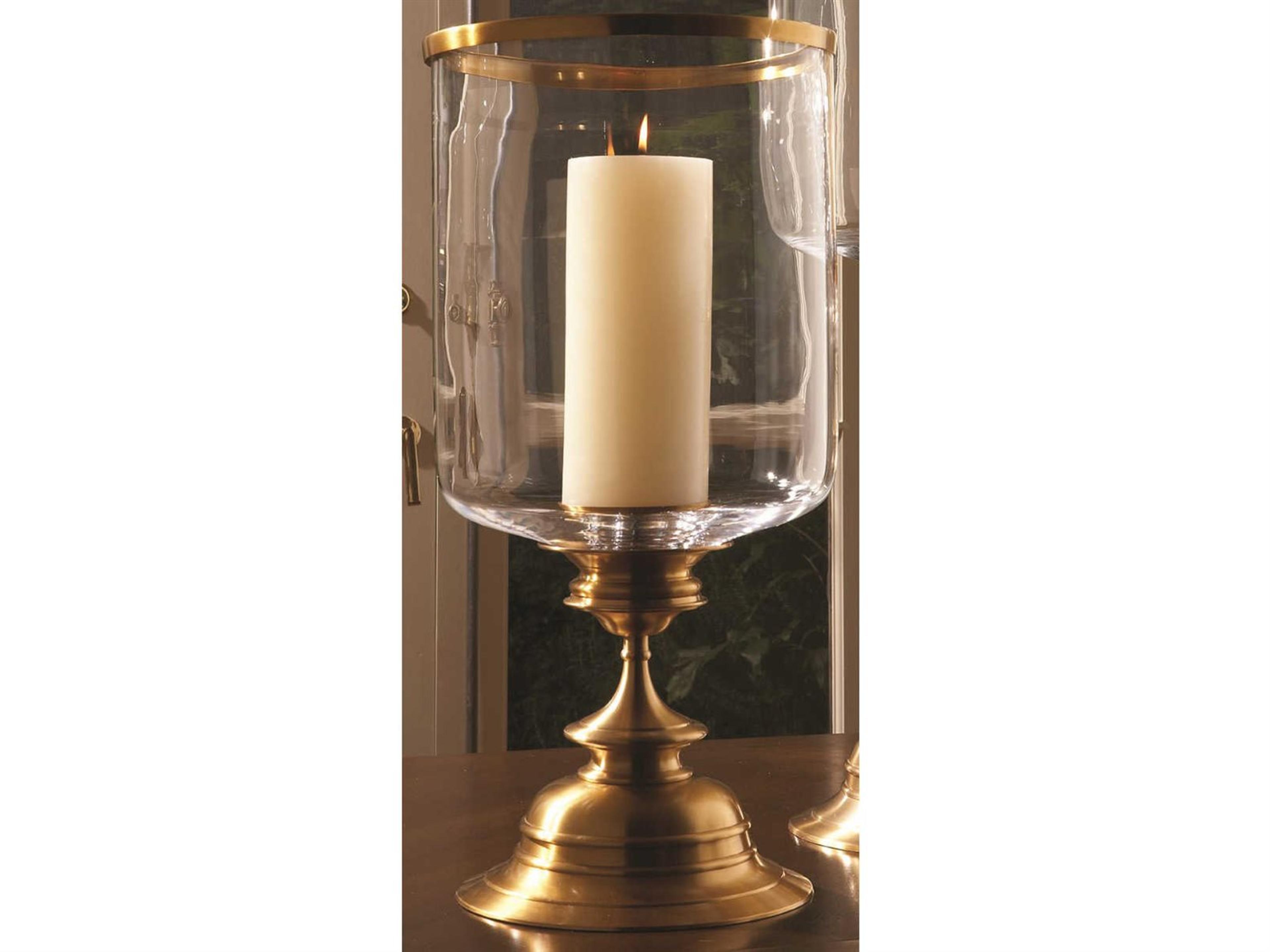 Global Views Estate Hurricane Antique Brass Candle Holder