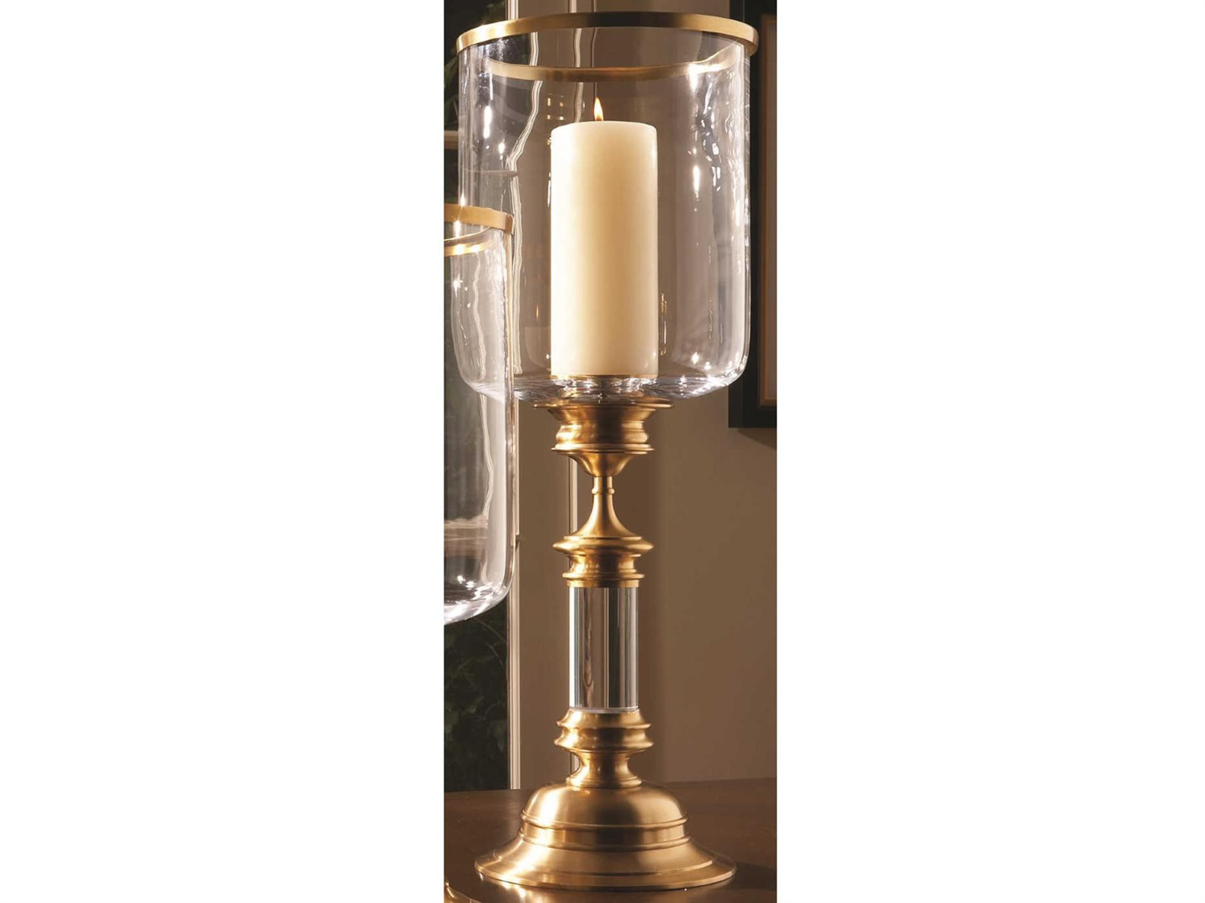 Estate Hurricane Tall Antique Brass Candle Holder