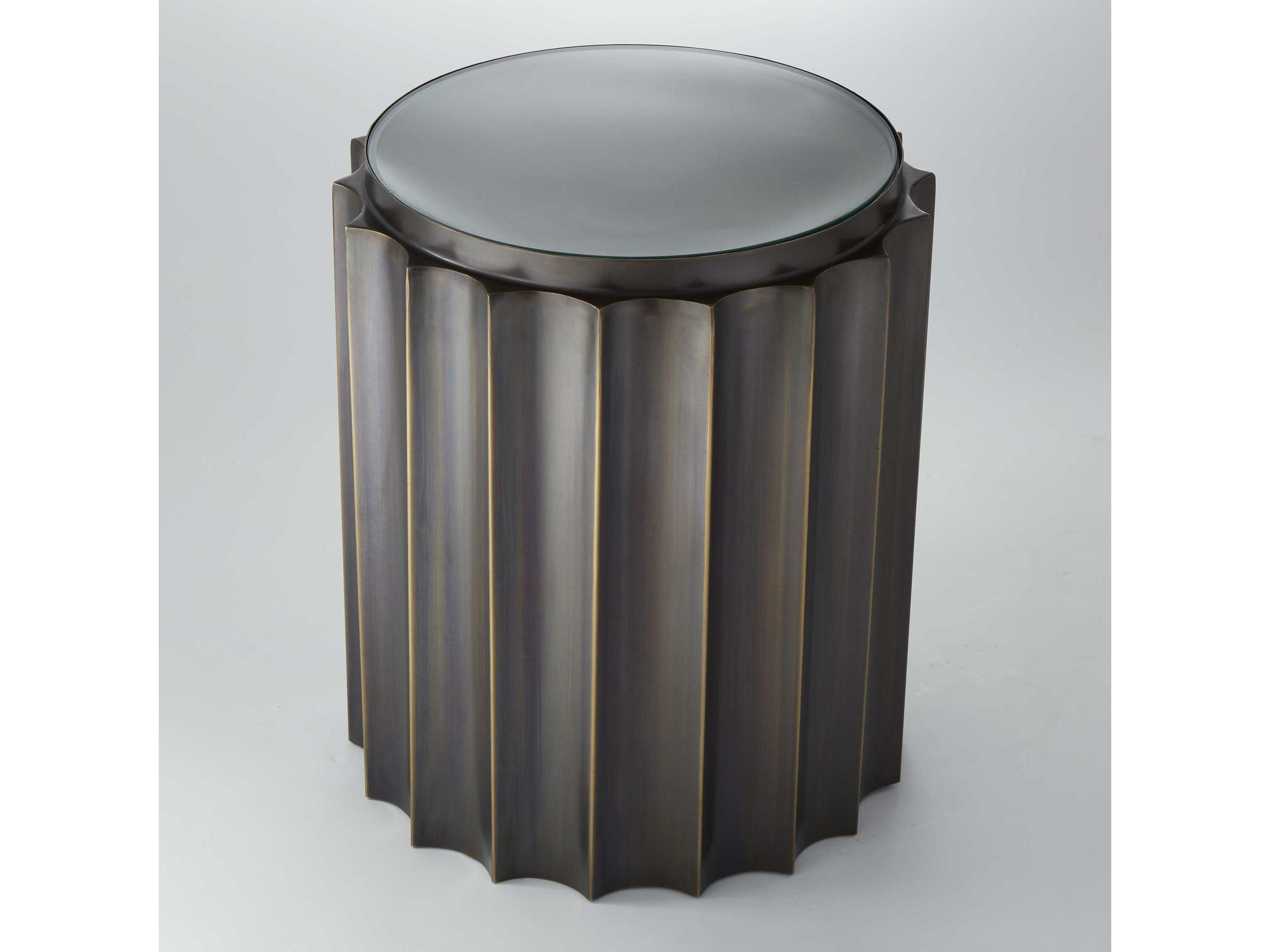 Fluted Round Glass End Table