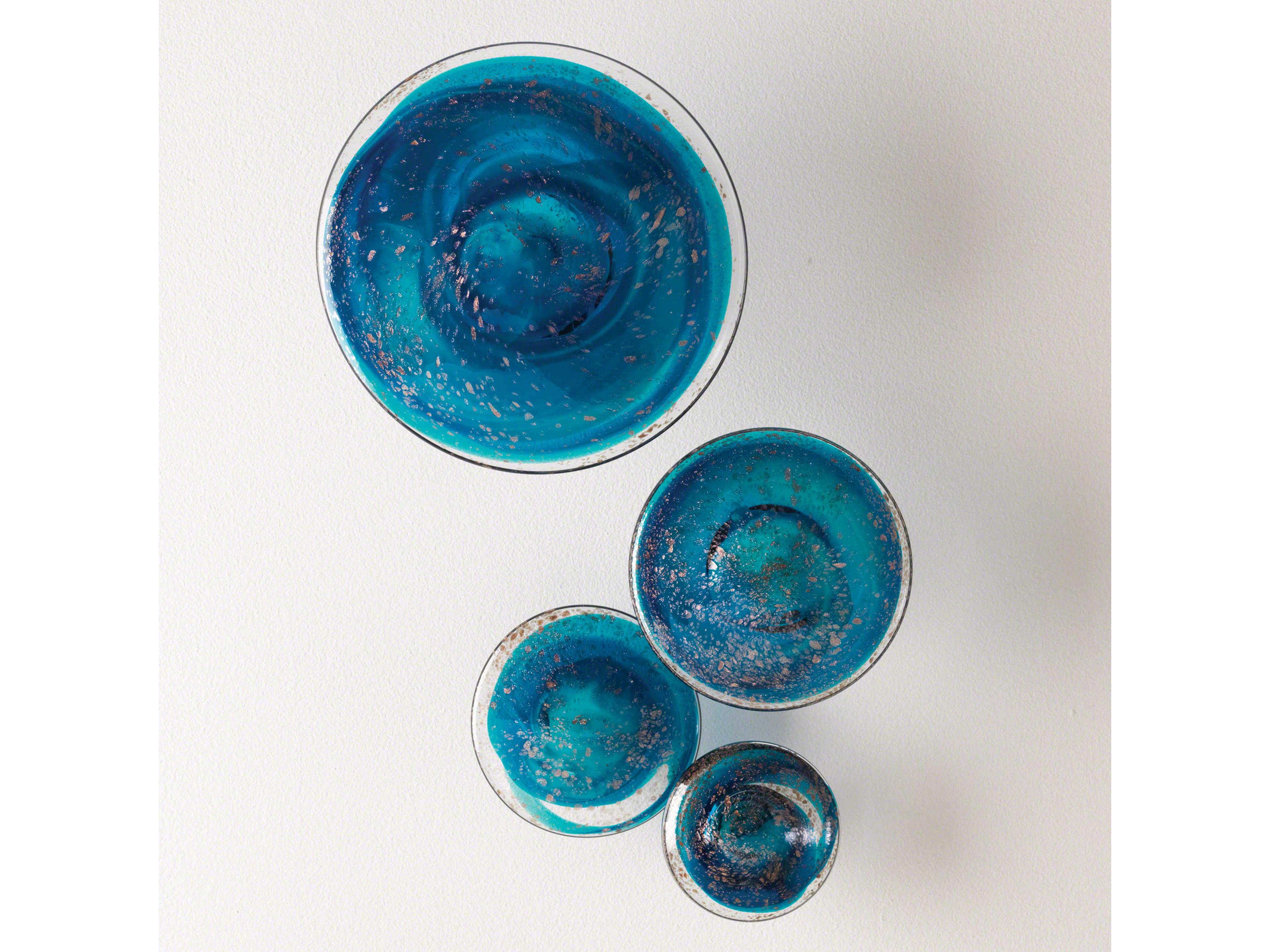 Blue Mushrooms Four-Piece Glass Wall Art Set