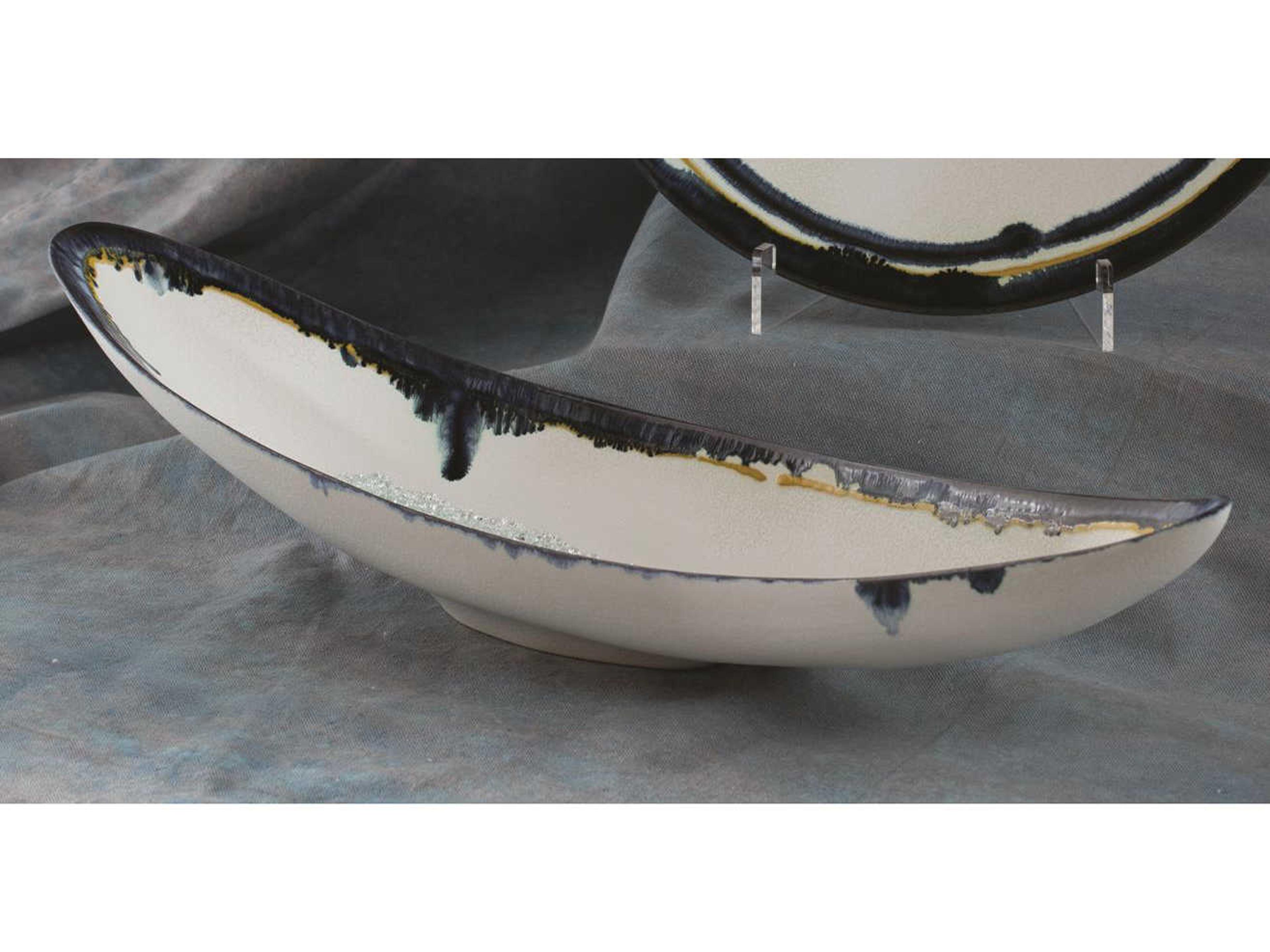 Global Views Glass Drip Decorative Canoe Bowl