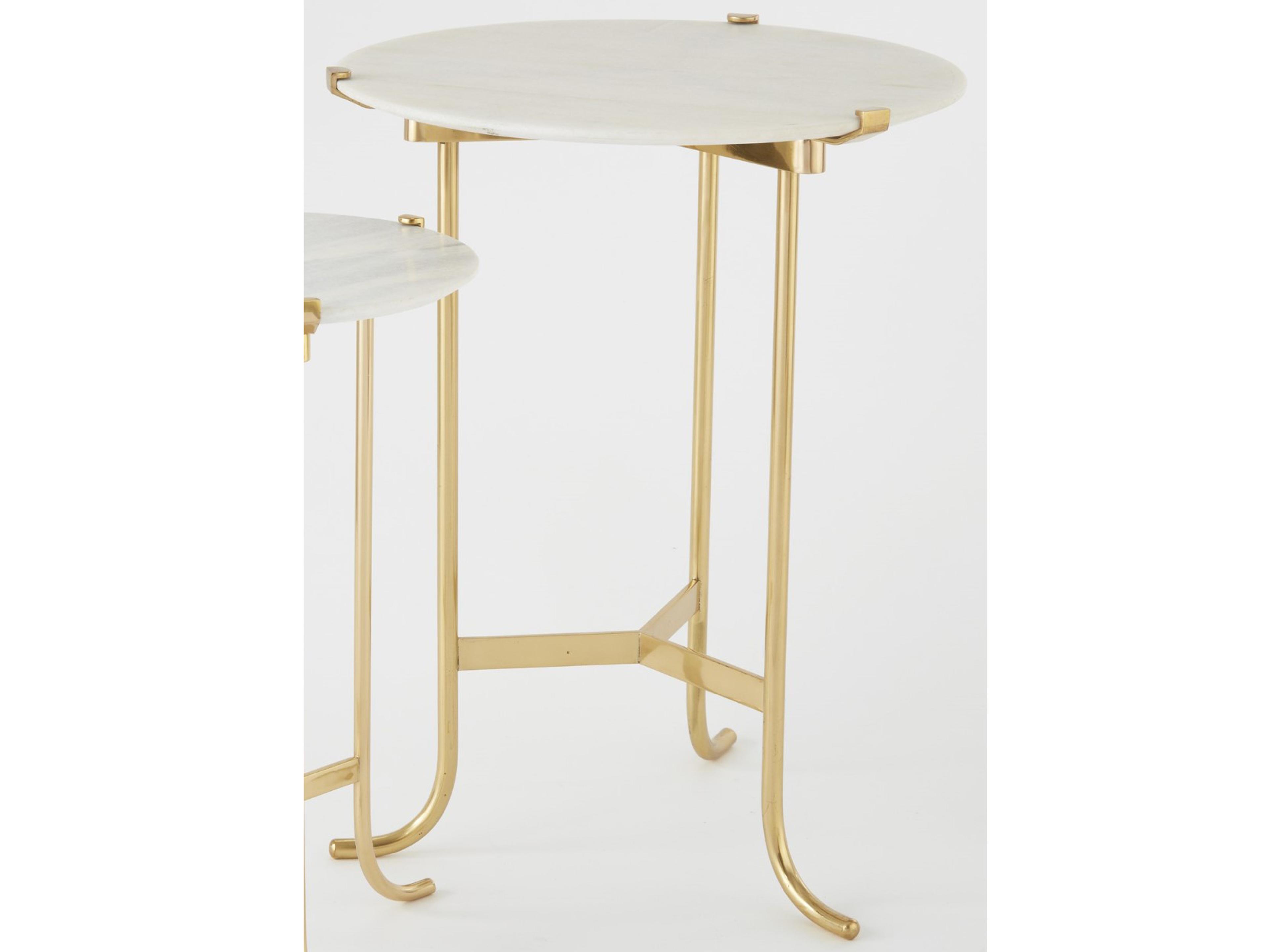 Round Marble Brass End Table