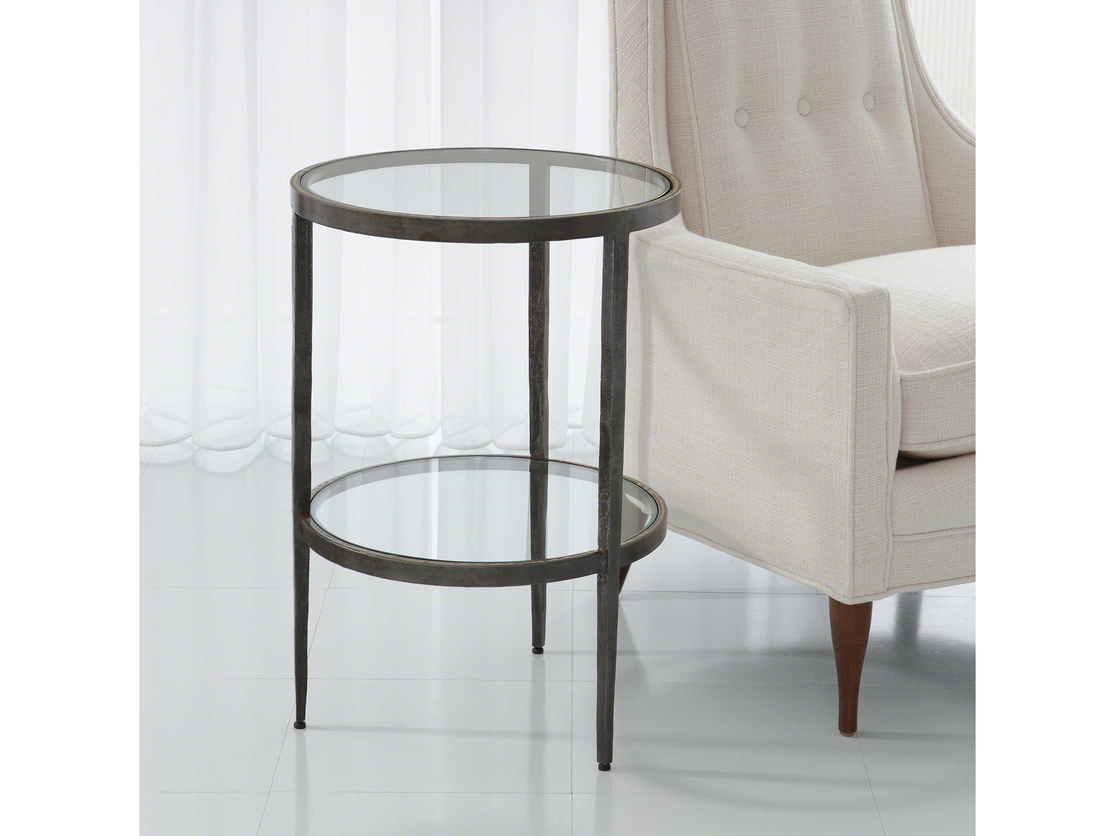 Laforge Round Glass End Table
