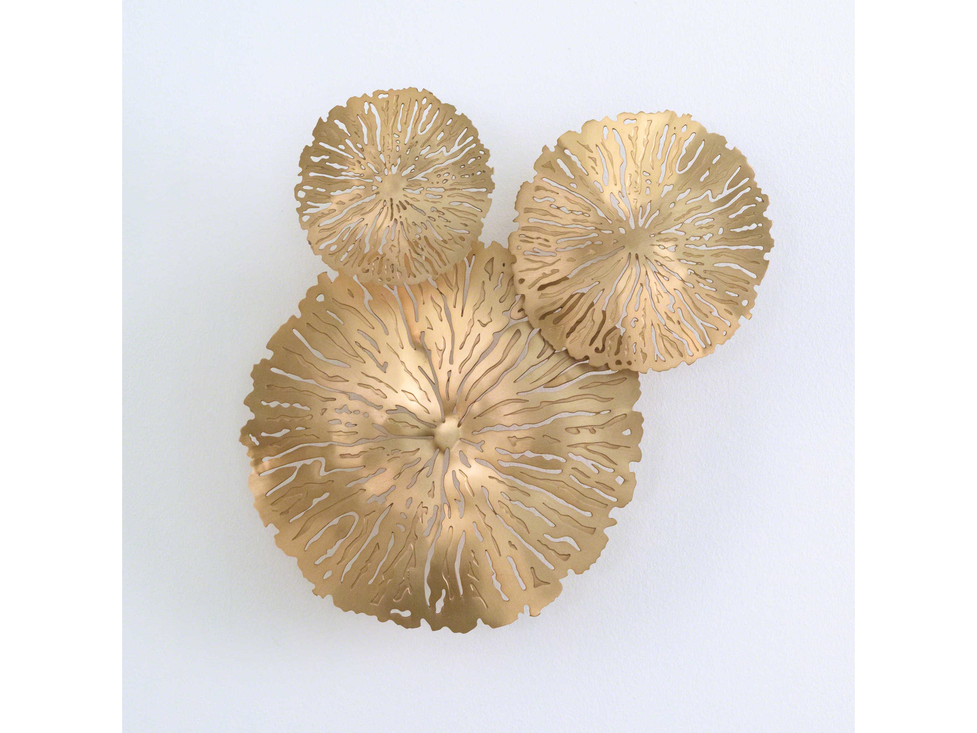 Antique Brass Lily Pad Clusters Three-Piece Wall Art Set