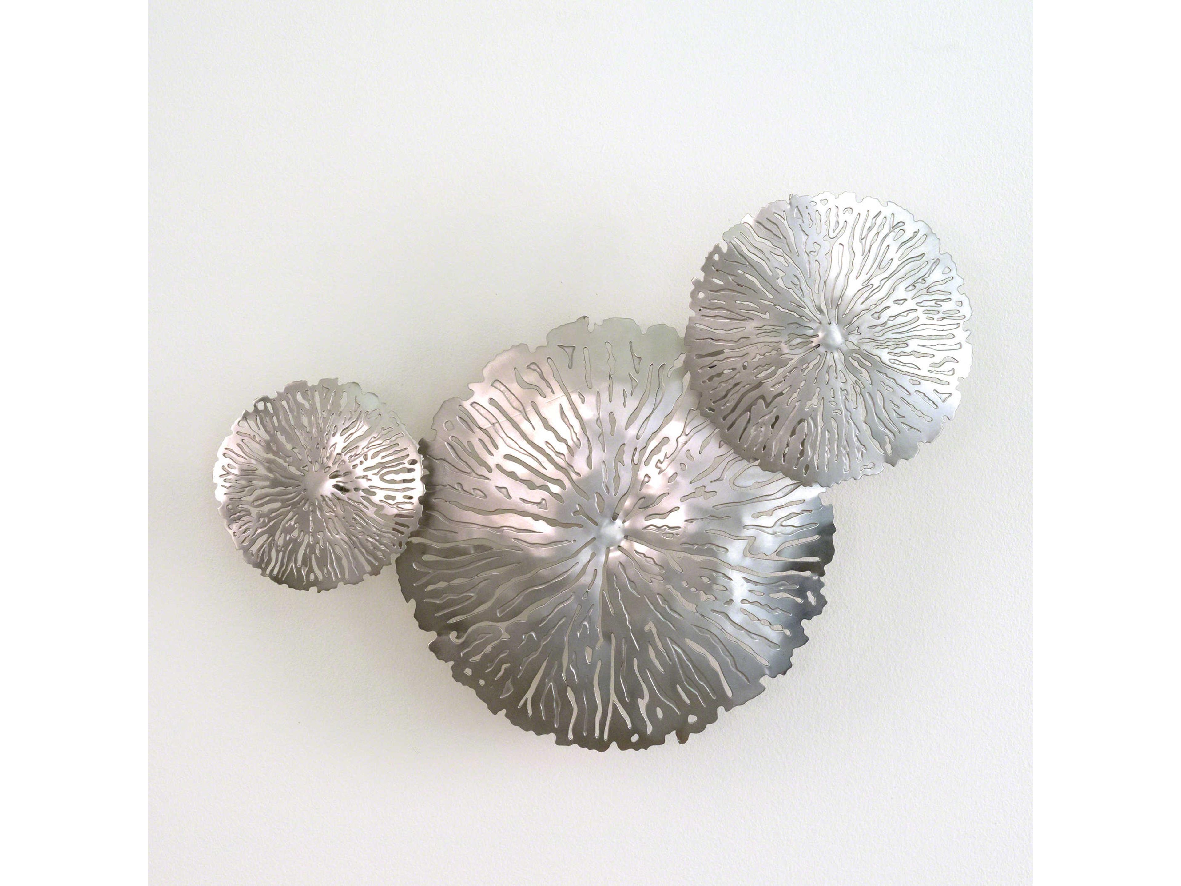 Antique Nickel Lily Pad Clusters Three-Piece Wall Art Set